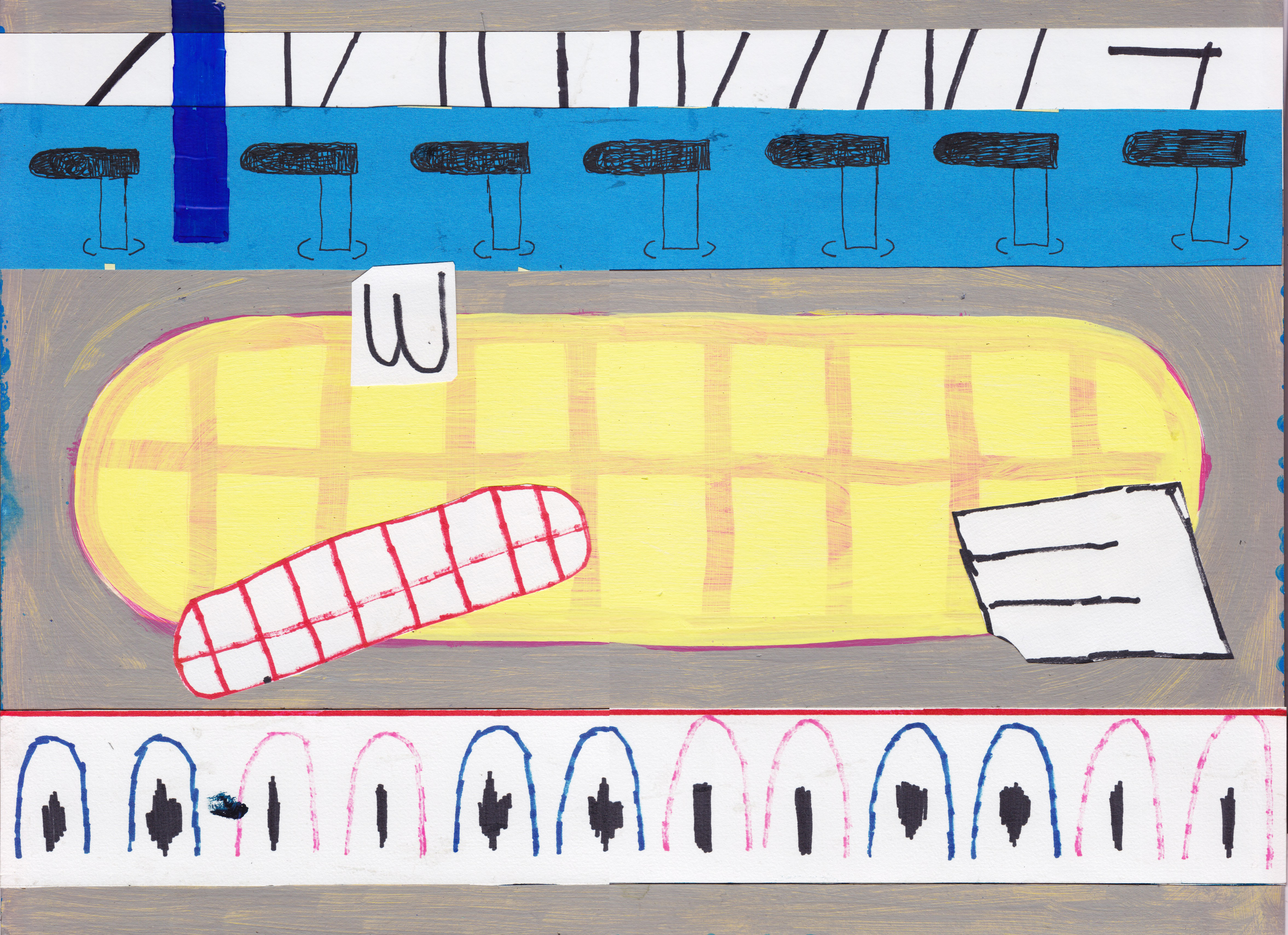 Mouth 4/ Acrylics, Marker, ink, Cut-outs on paper/ 42x30