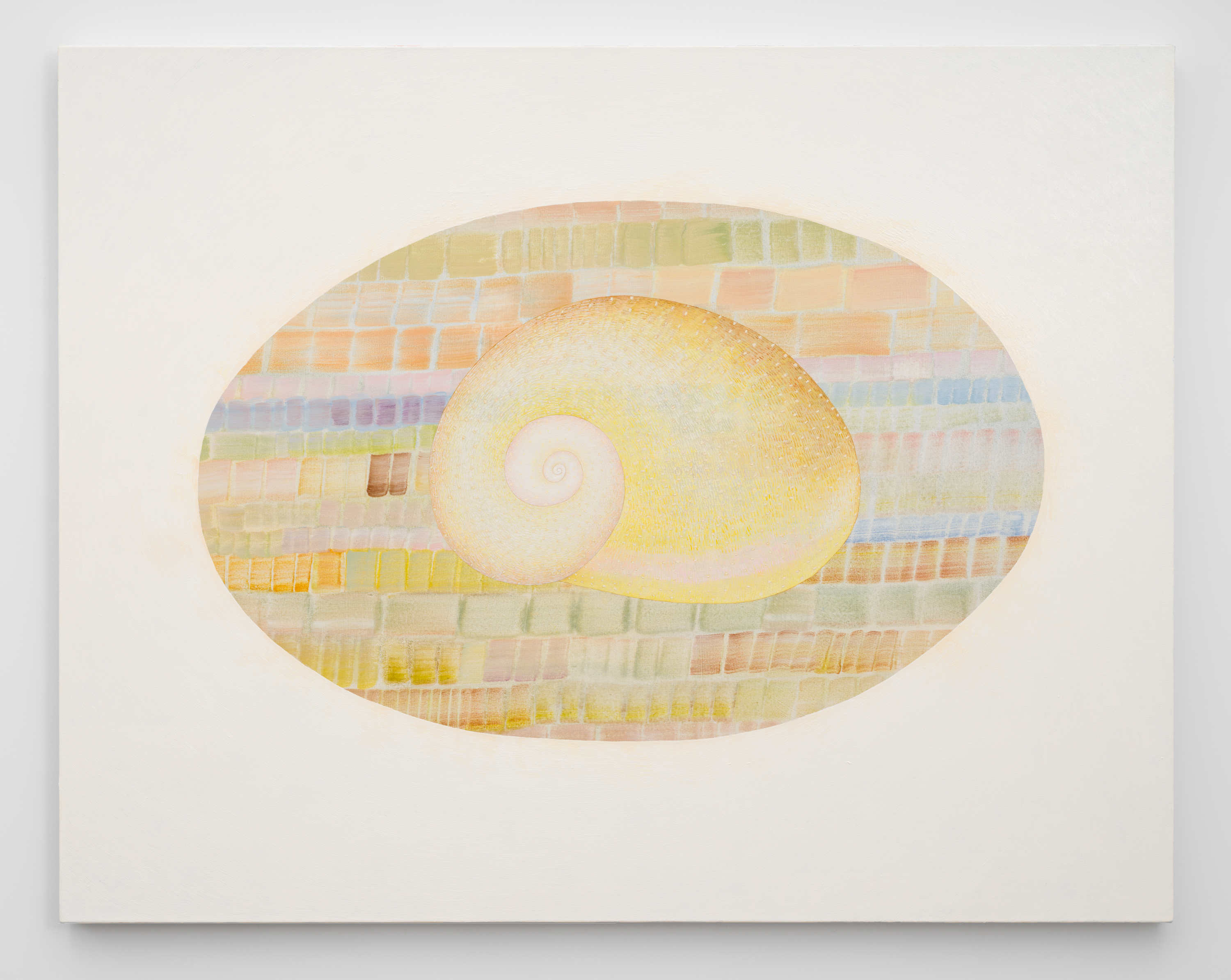 Gal Schindler, Shell 1, 2025, Oil on canvas, 43 (H) x 55 1/2 (W) x 1 1/2 (D) in.