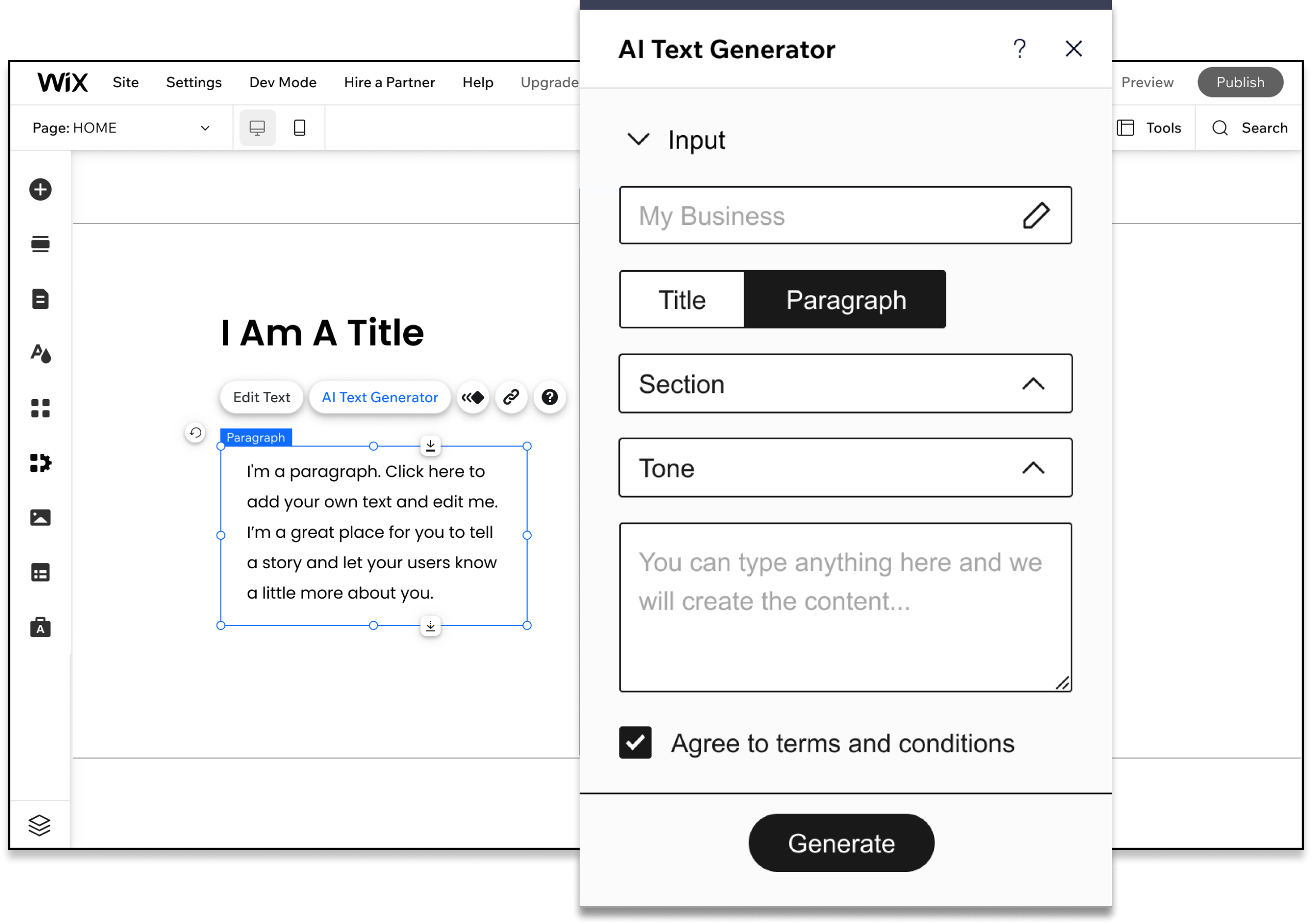 Input wireframe