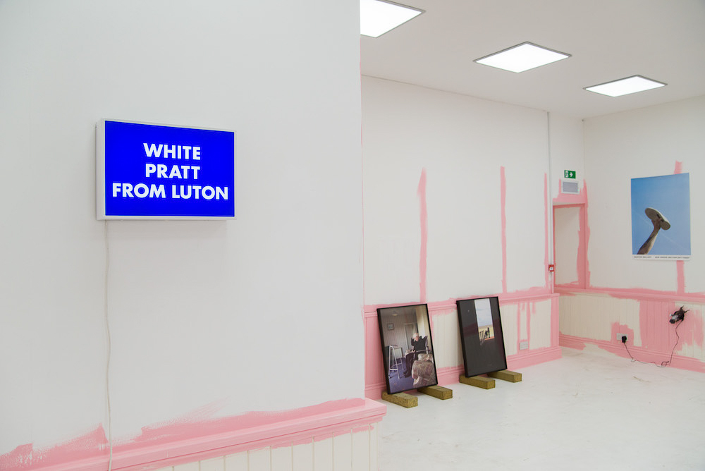 Installation view Dominic From Luton, ‘English Man Going Insane’ (2018), STOREFRONT, Luton, UK, Credit, Aleksandra Warchol