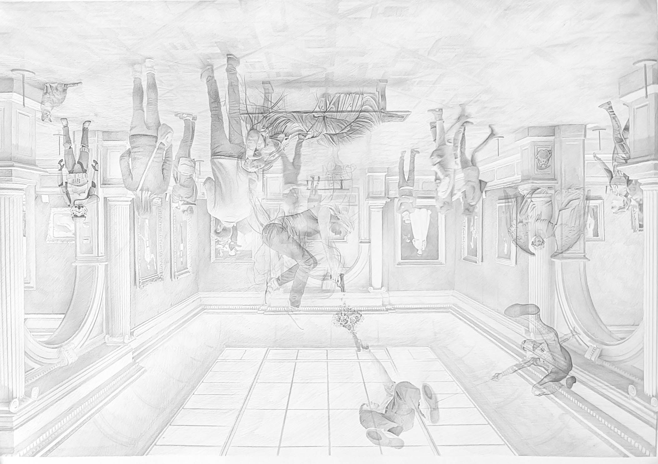 Othman Taleb, Memento, Graphite and transfer on Canson paper, 90x125cm, 2023