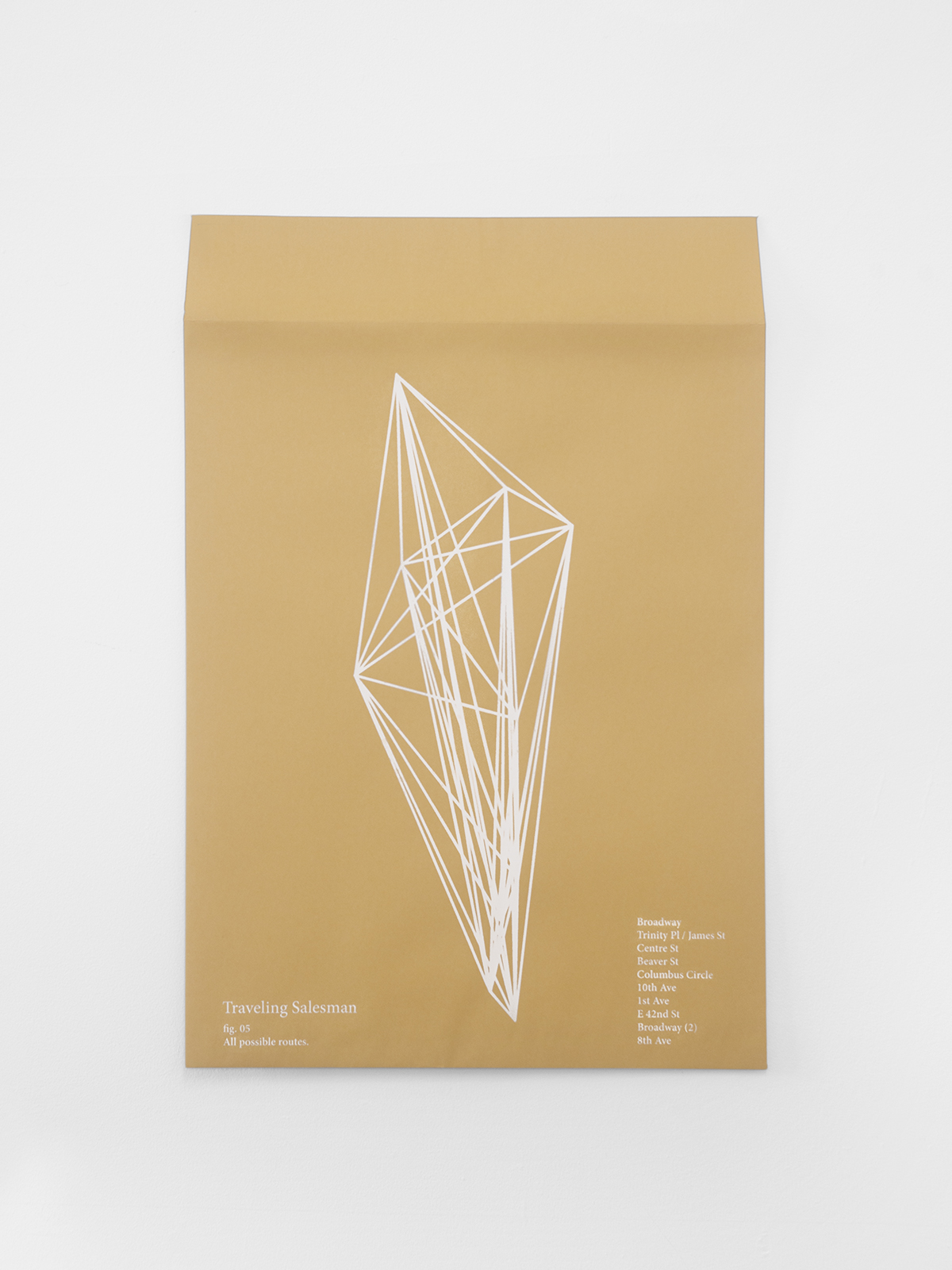 Traveling Salesman, 2018-2019 35,6 x 45,7 cm / 14 x 18 in.Screen Print on Gummed Envelope