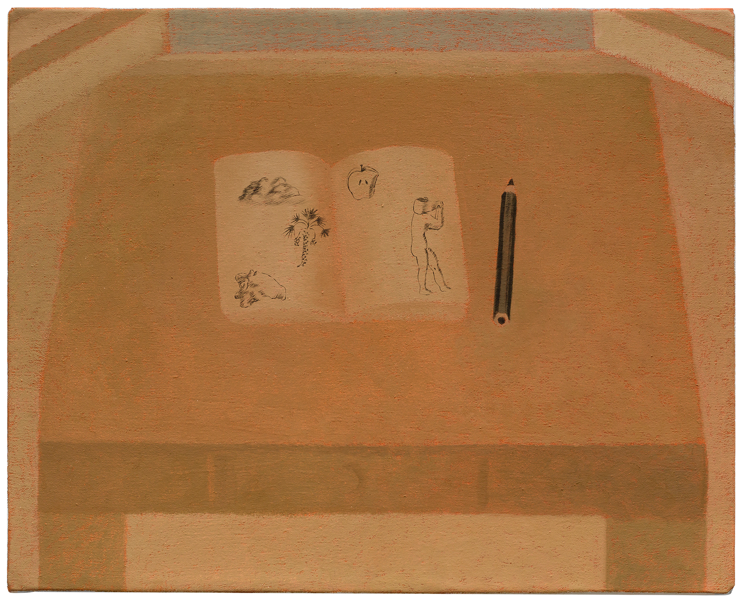 "Caderno de desenho", 2025, óleo sobre tela