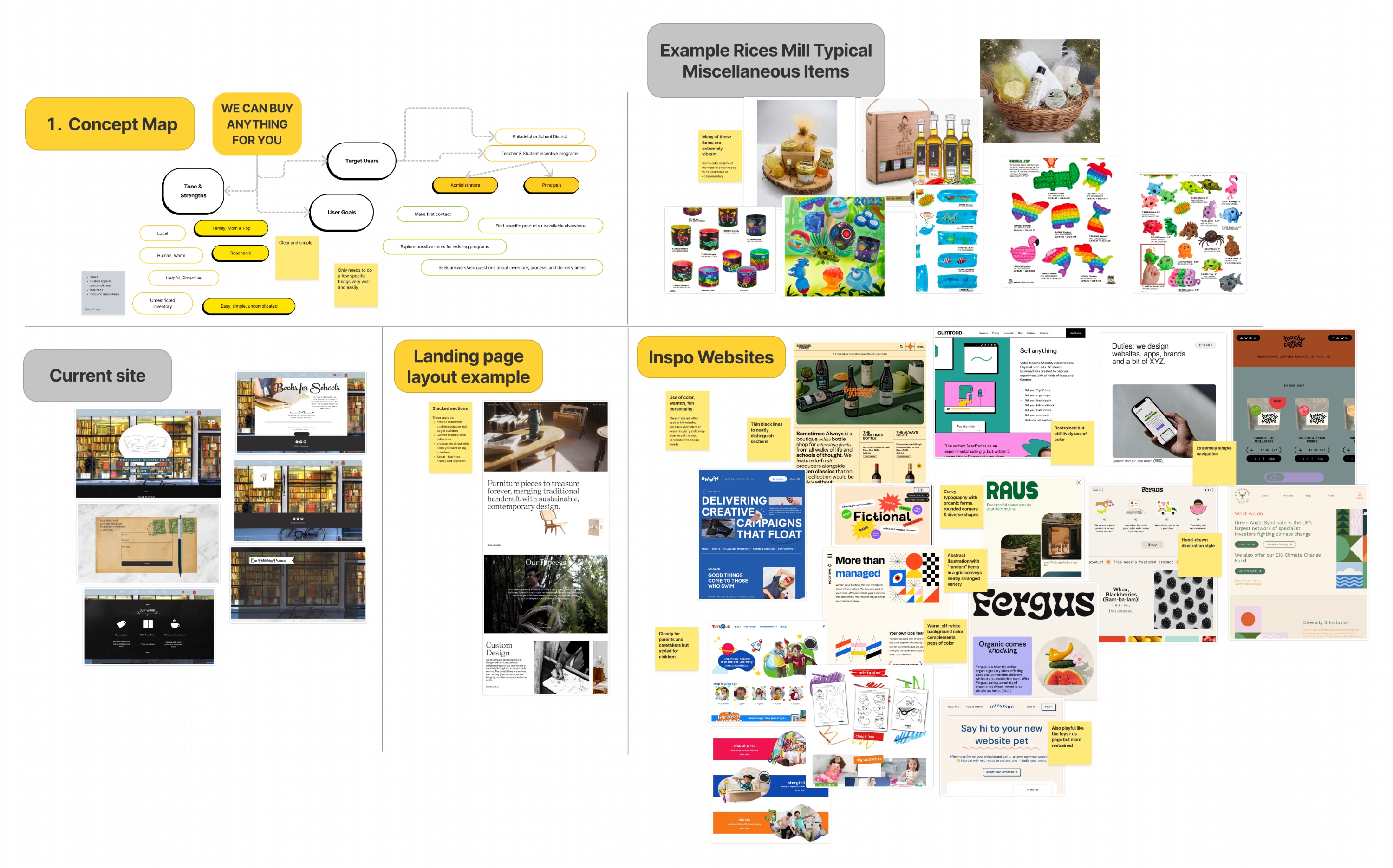 Scrappy moodboard planning out the visual direction.