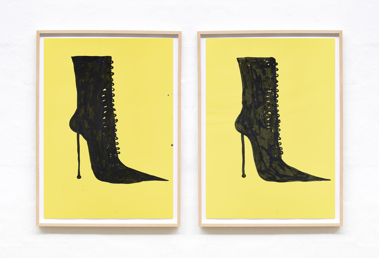 Yellow Boots, 2020. charcoal on paper. 90cm x 65cm each