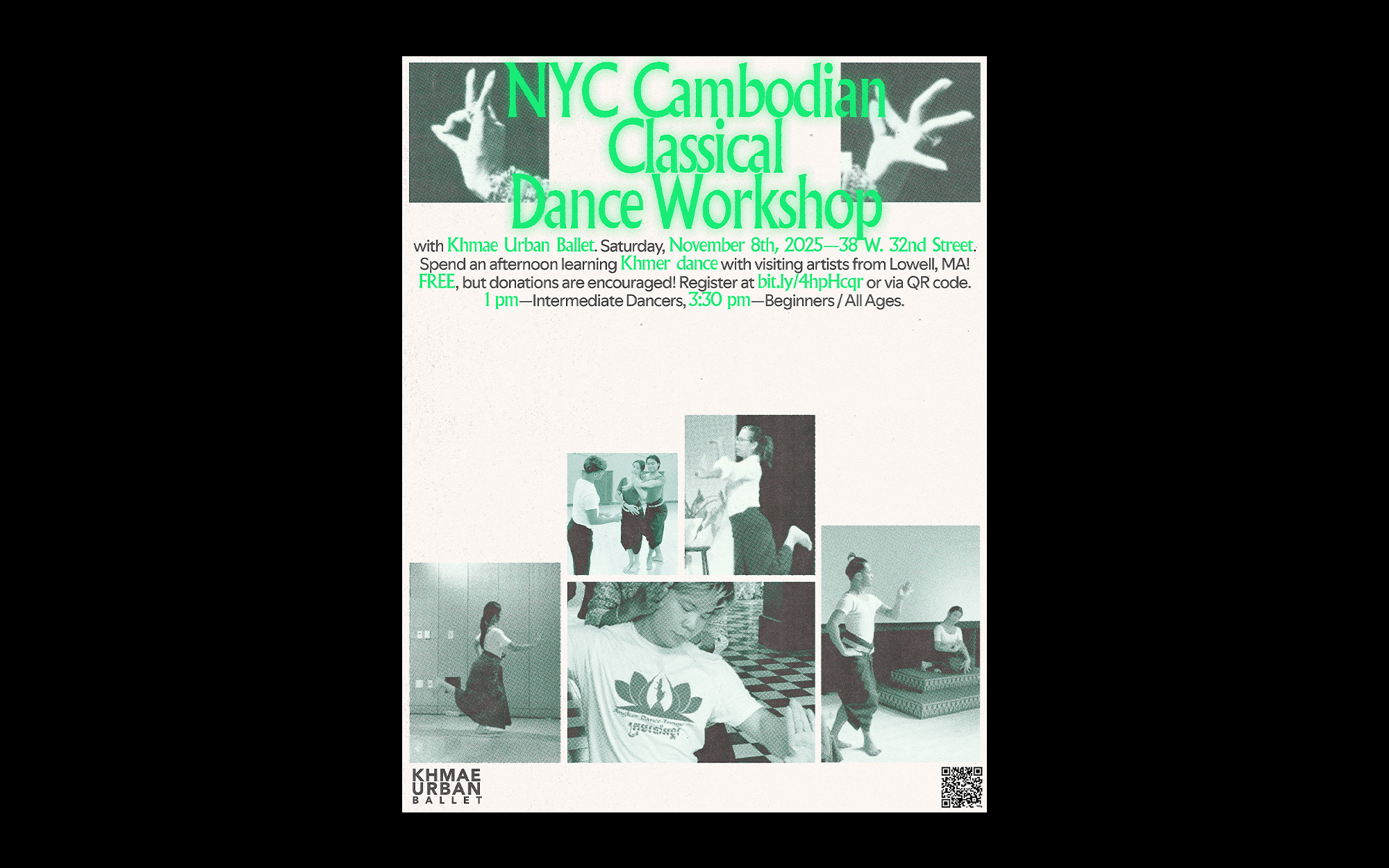 Flyer for Cambodian Dance Workshop with Khmae Urban Ballet