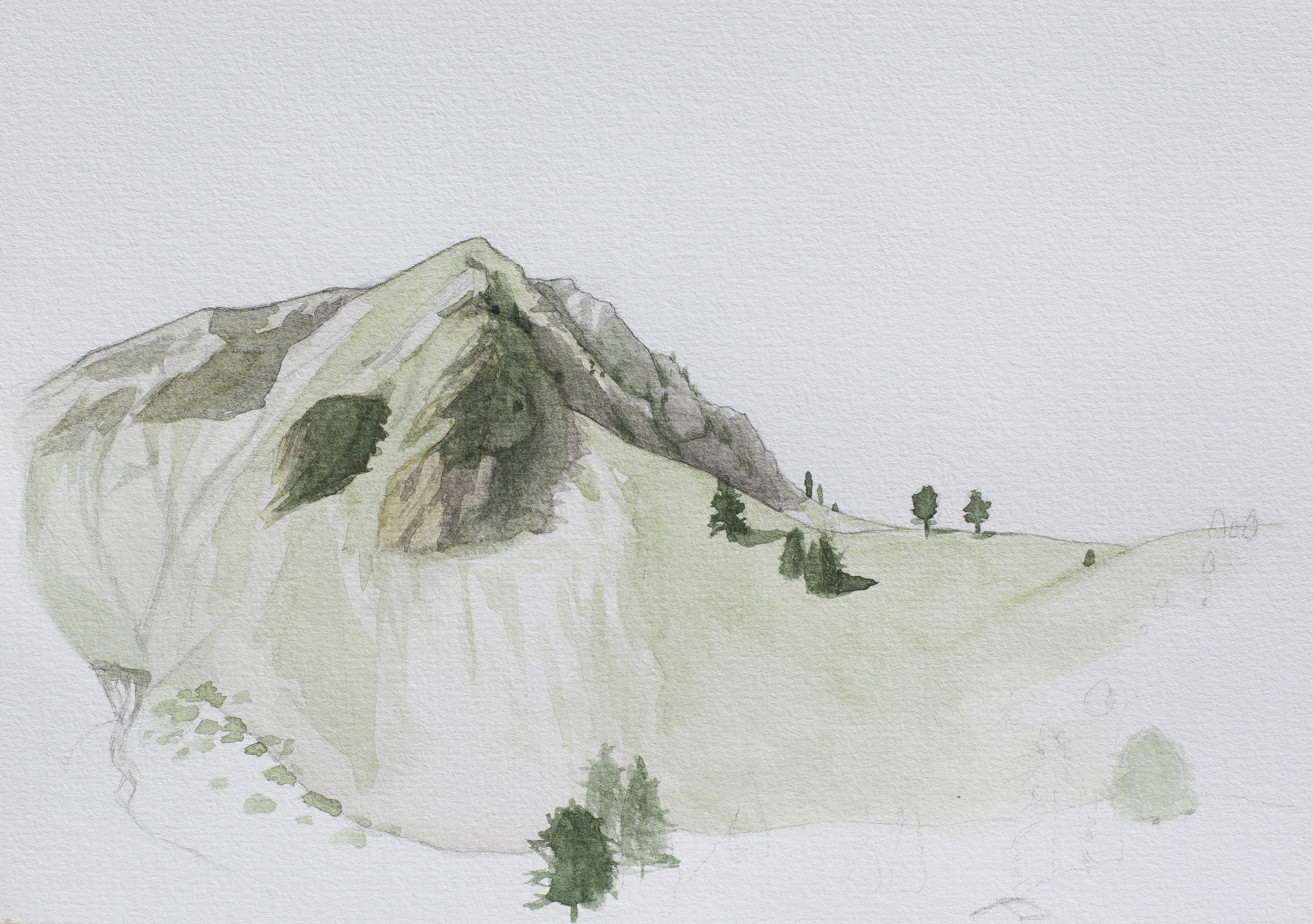 Coste Belle, Ceillac (graphite et aquarelle sur papier, juillet 2022)