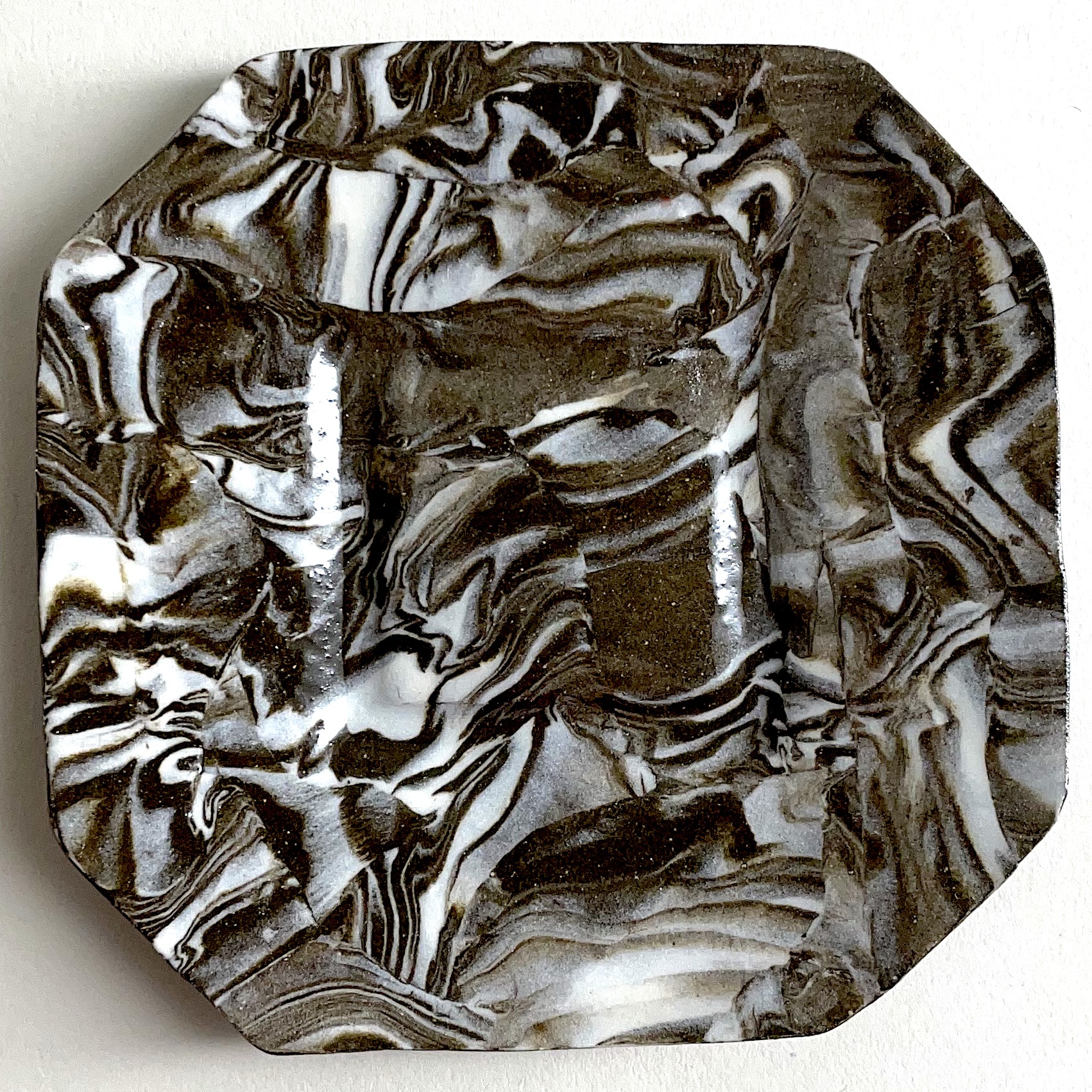 Small Marbled Octogonal Plate [$35]