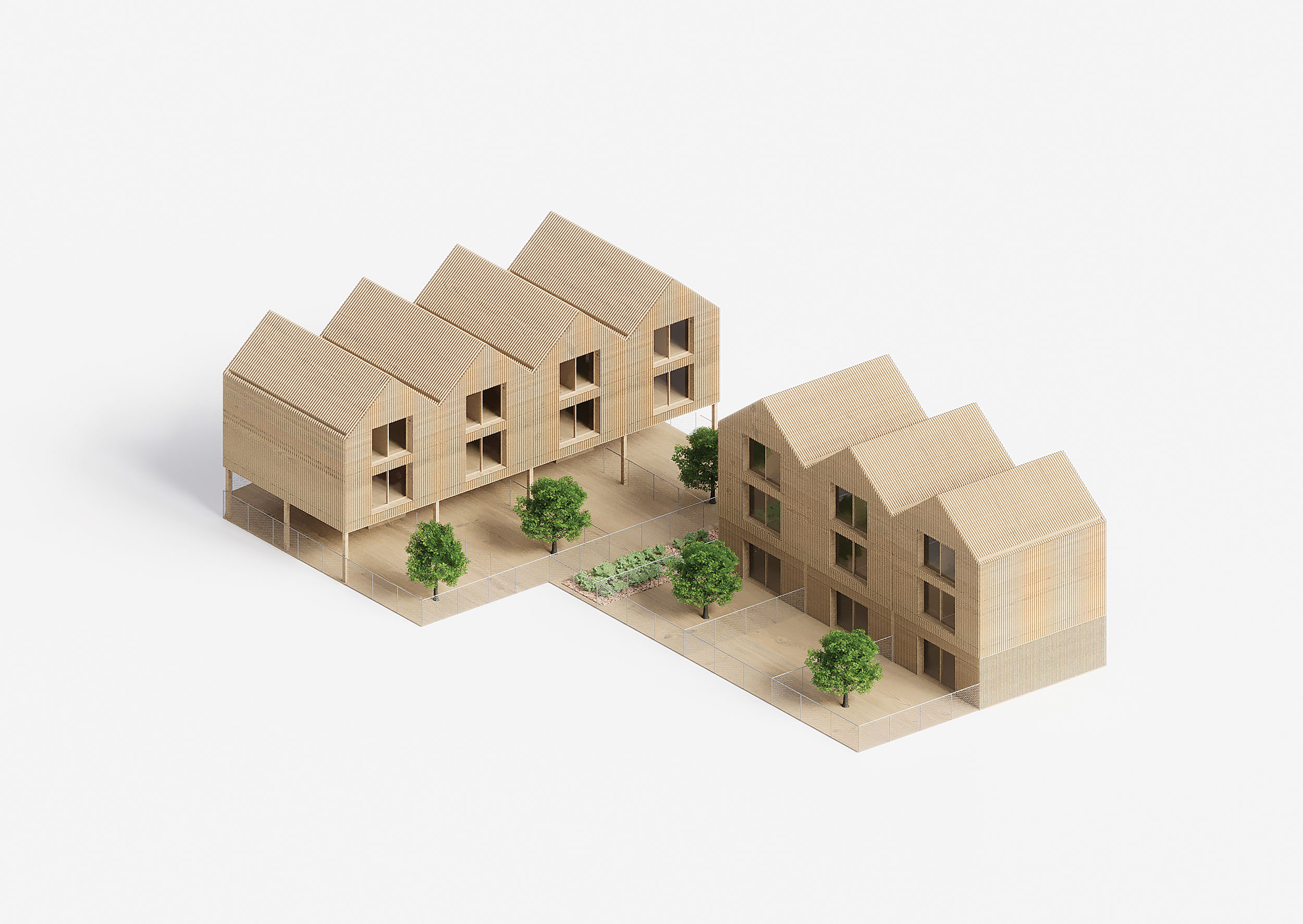 7 maisons individuelles, Vitry-sur-Seine | Vue axonométrique