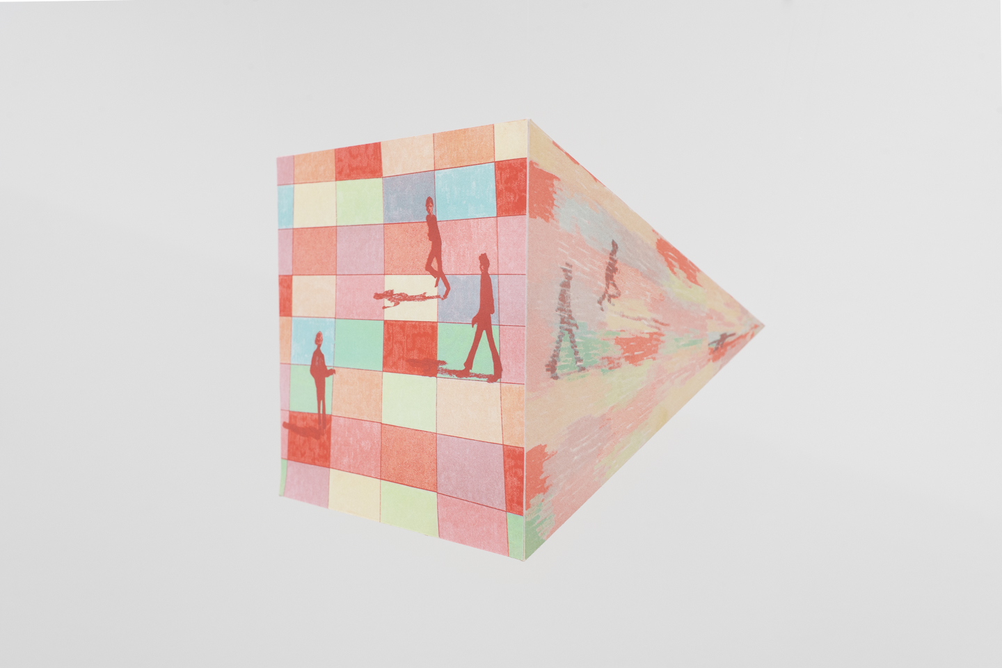 *incoming, 2023, 10" x 11" x 8", risograph on paper