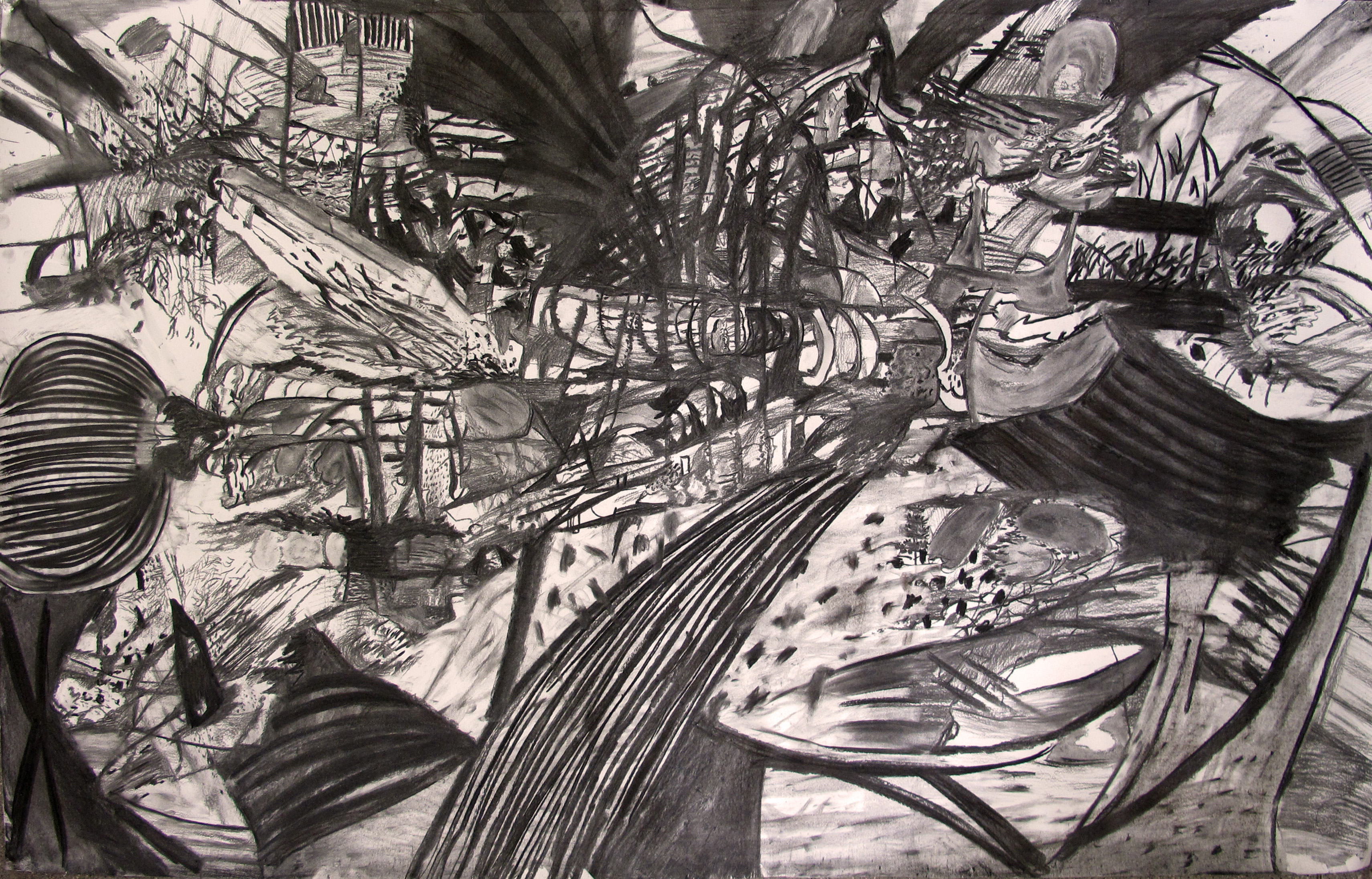 "Untitled", 2014. Charcoal on paper, 100 x 150 cm