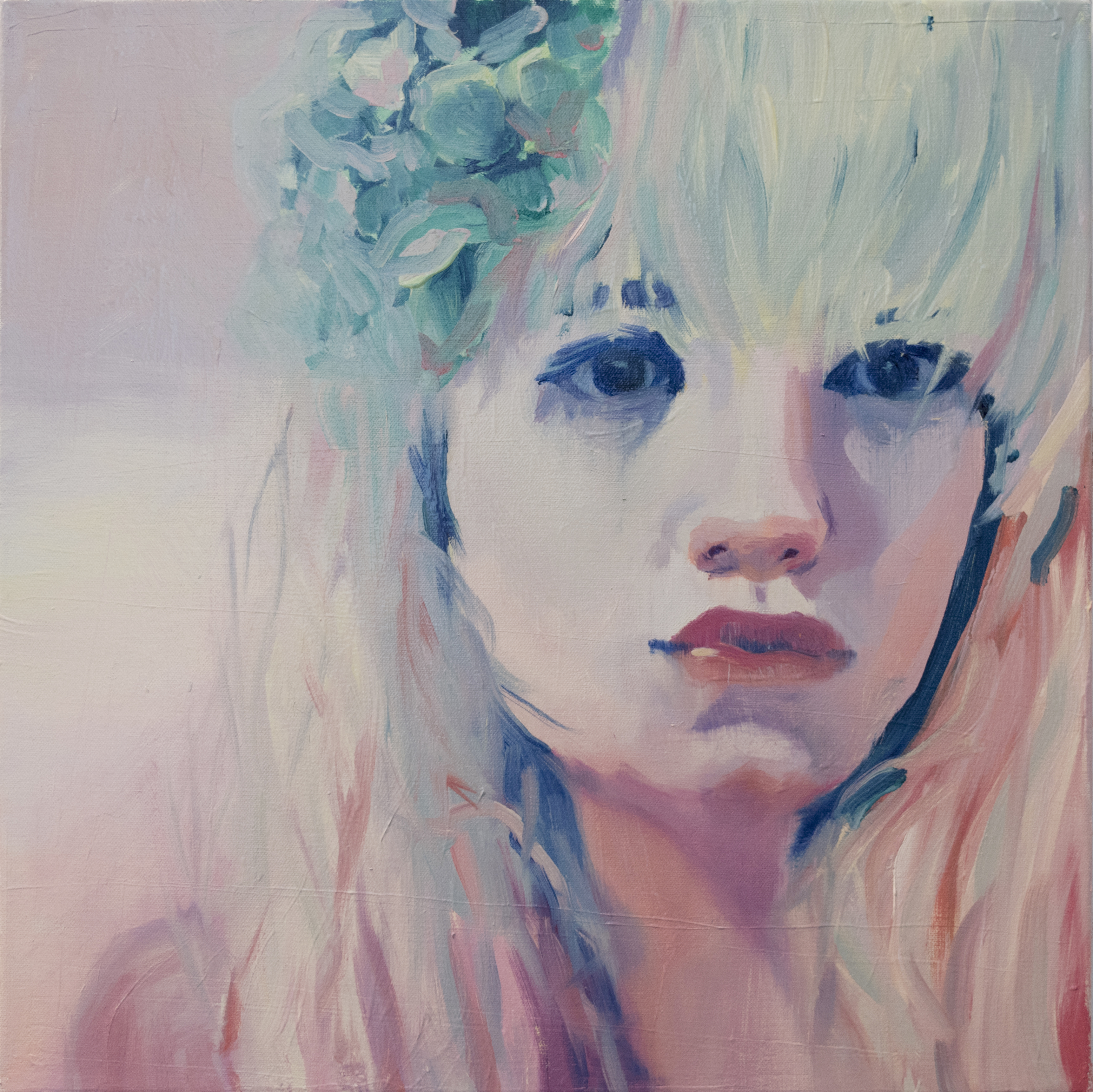 A good little girl, I promise you  Just behave like a mature man Be merciless, ruthless, reinless.  And I… will whisper: you are my first.  oil on canvas 20" x 20"