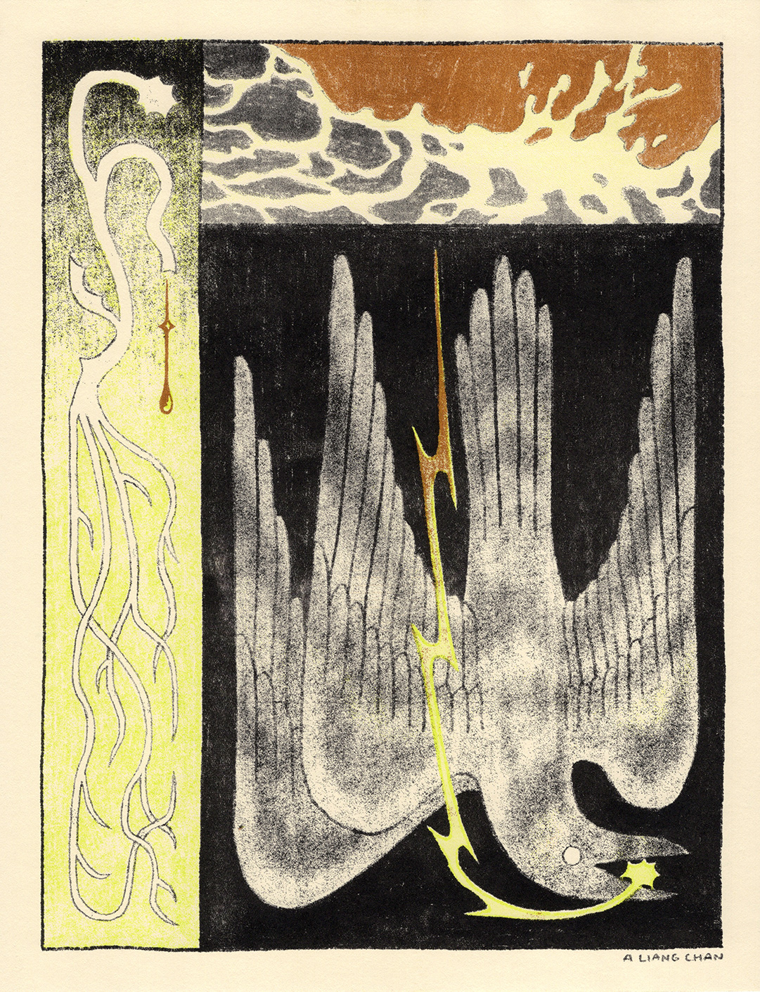 3 color print (lime, bright gold, black)