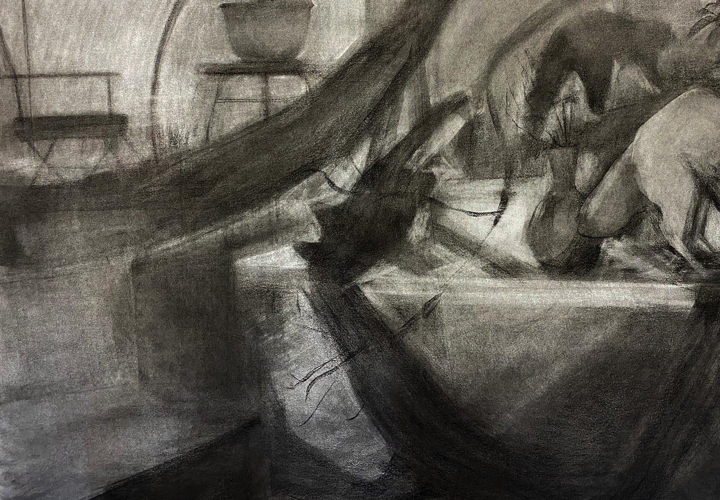 Untitled, 2020, charcoal on paper, 4 x 5 ft