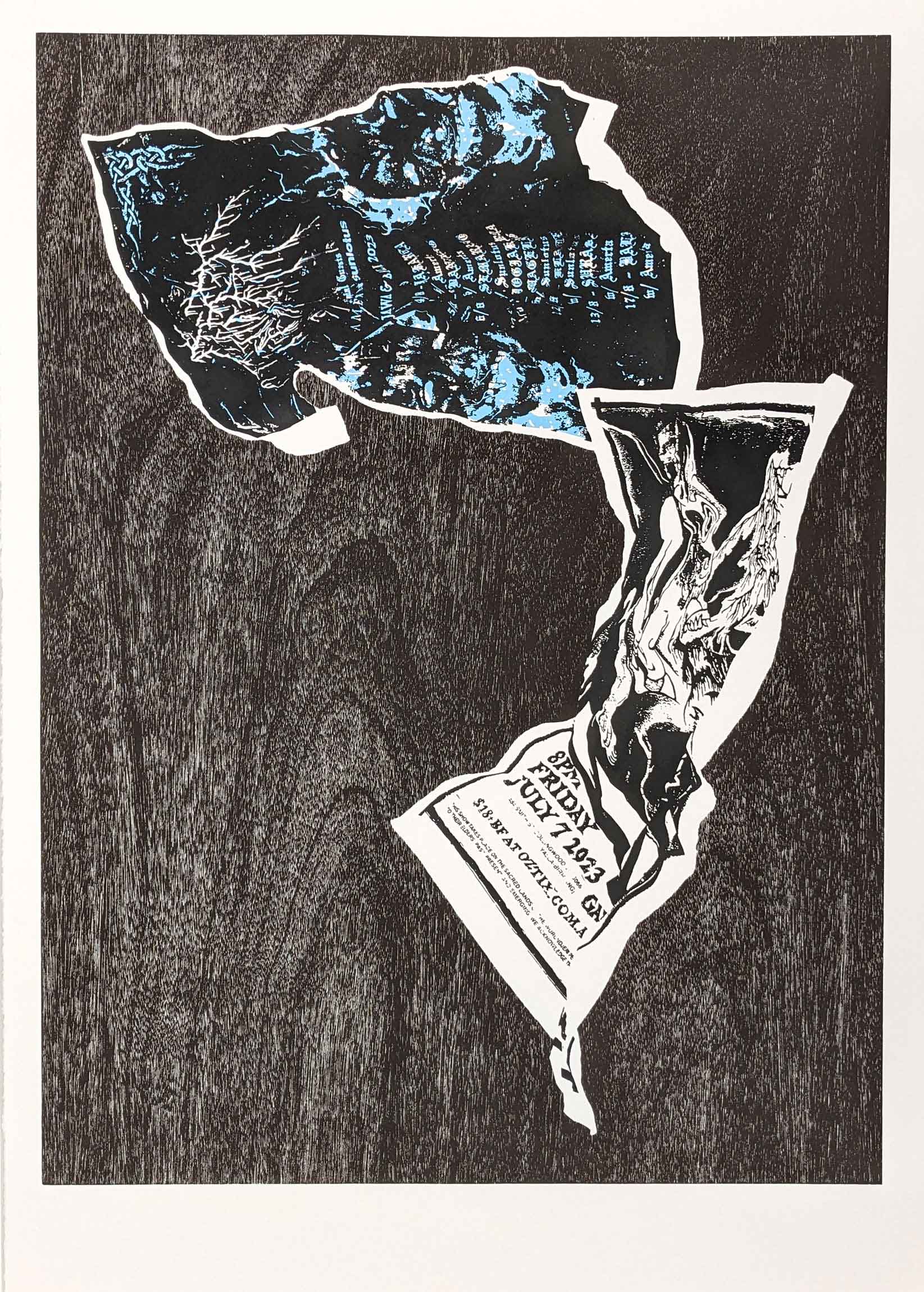 Dead as dreams IV, 2024, woodblock and screenprint on paper, 1090 x 790mm