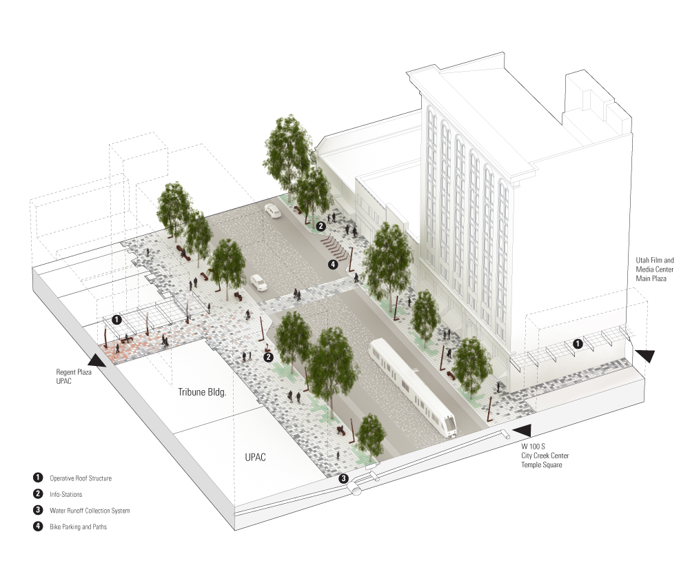 Main Street, showing connections to mid-block passages
