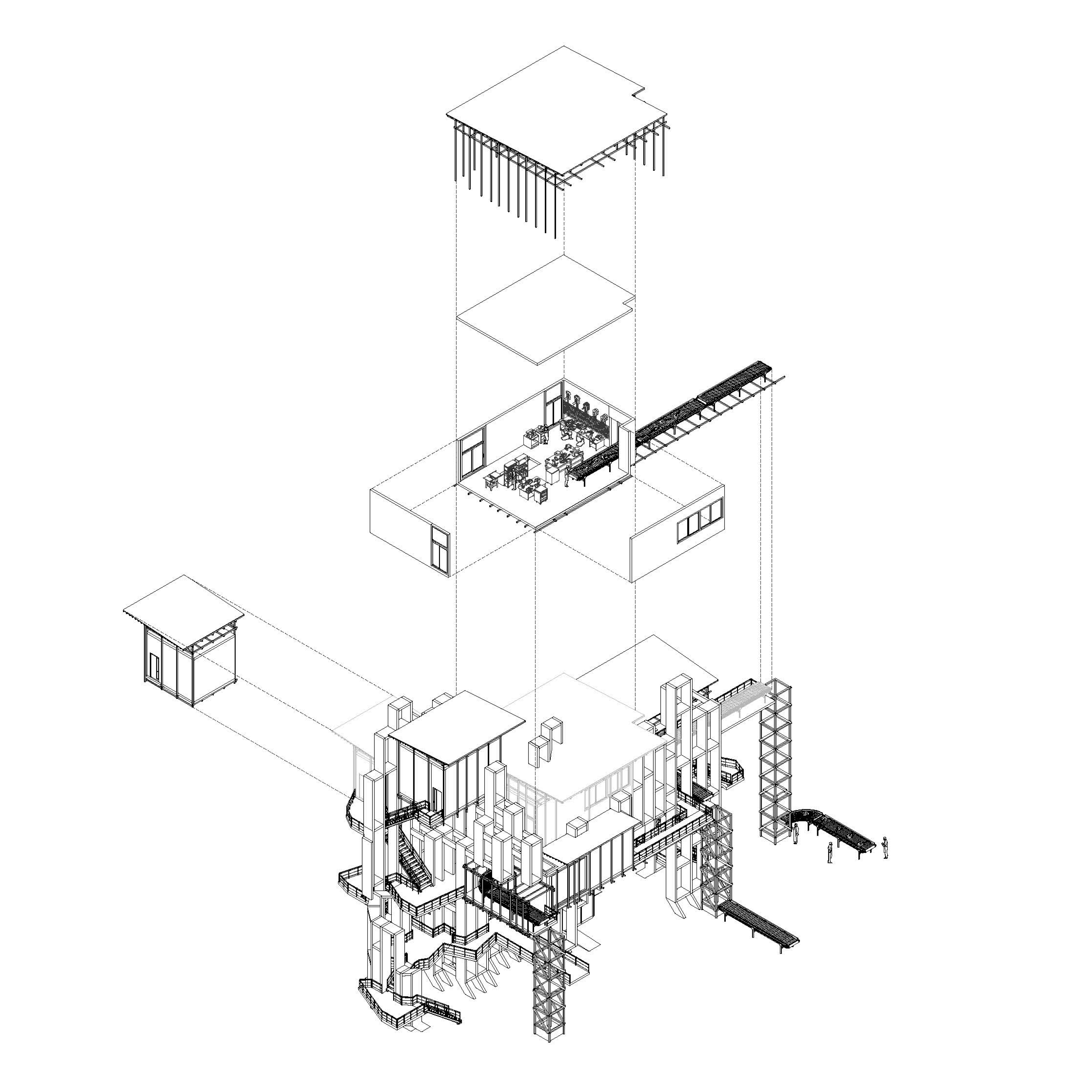 Exploded axonometric drawing