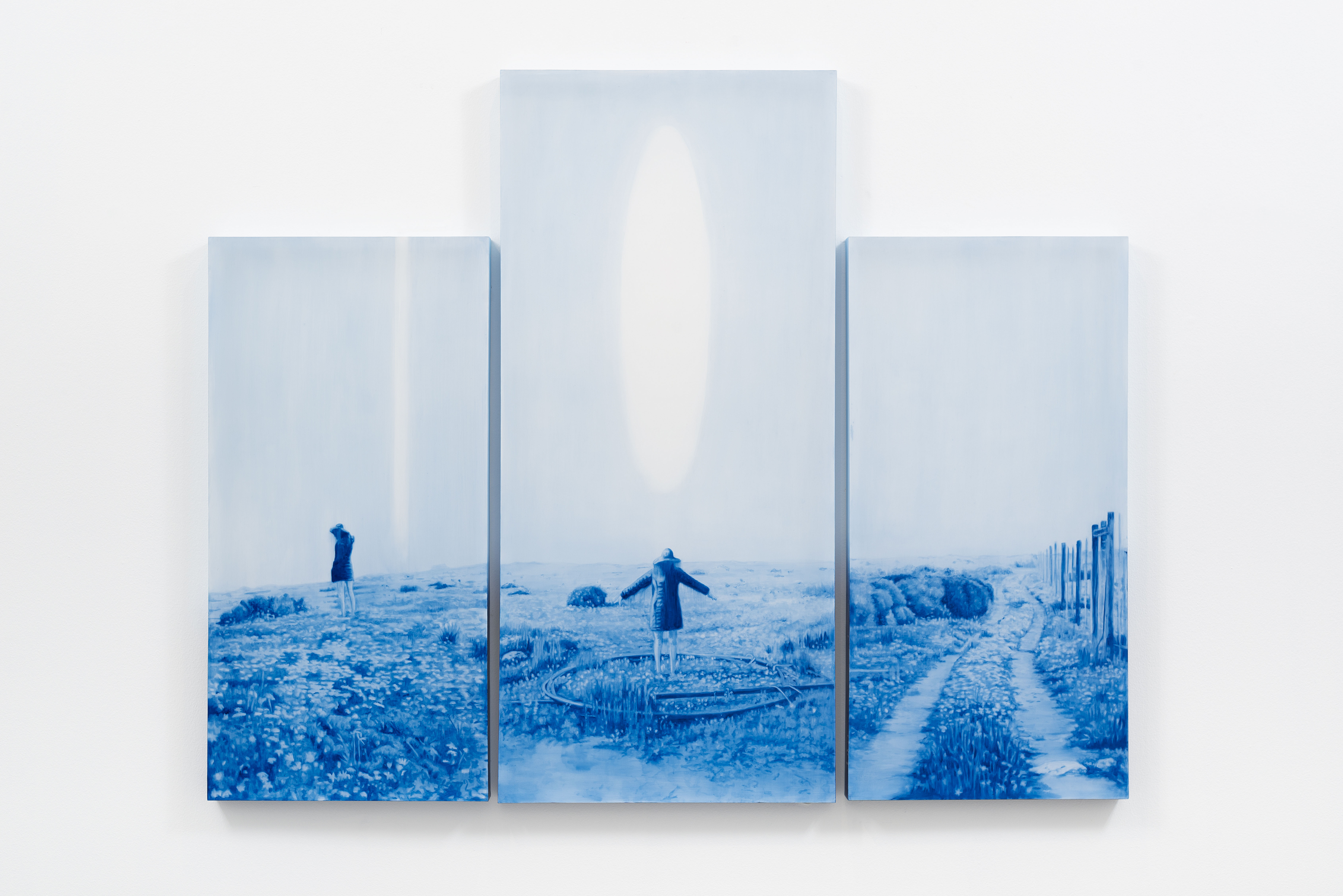 Ovals, 2021. Oil on silk,160 x 155 x 5cm