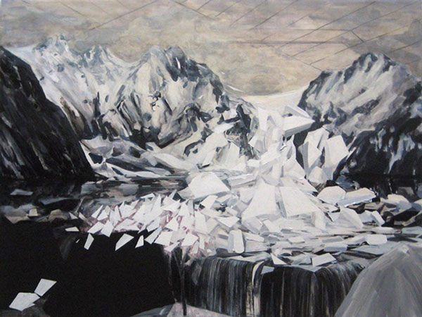 Paper and Ice, acrylic on board, 36x48”, 92x122cm 