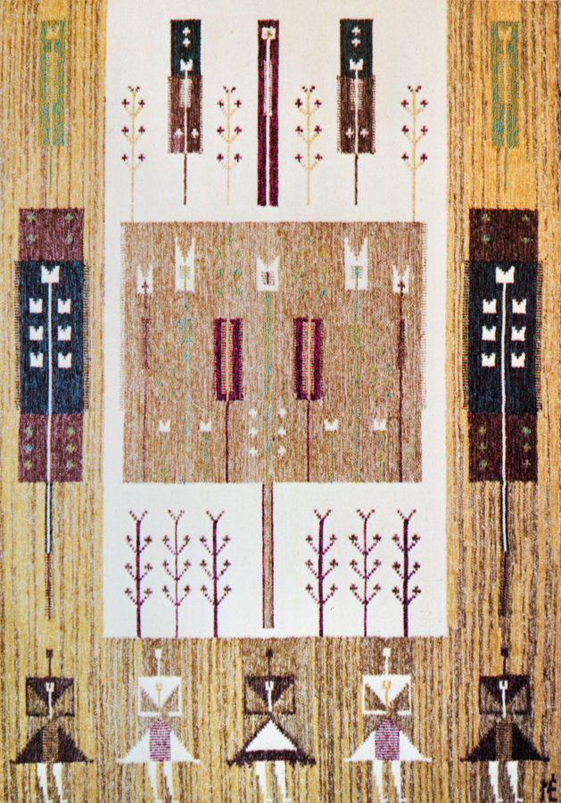 Handwoven wool rug. Serial production. 1980's