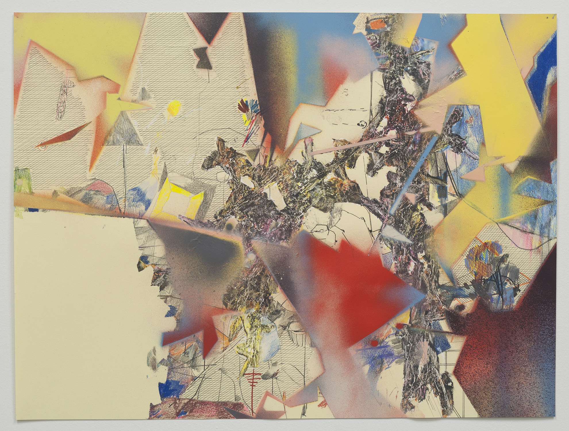 pleasepleaseme  Ink, graphite, colored pencil, gesso, oil pastel and aerosol on paper.    2014 - 15 x 21