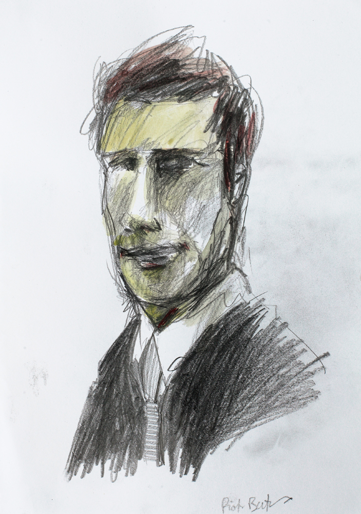 "Male portrait 3615". Pencil and watercolour on paper , 2015, approx. 30 x 21 cm / 11.8 x 8.2 inches