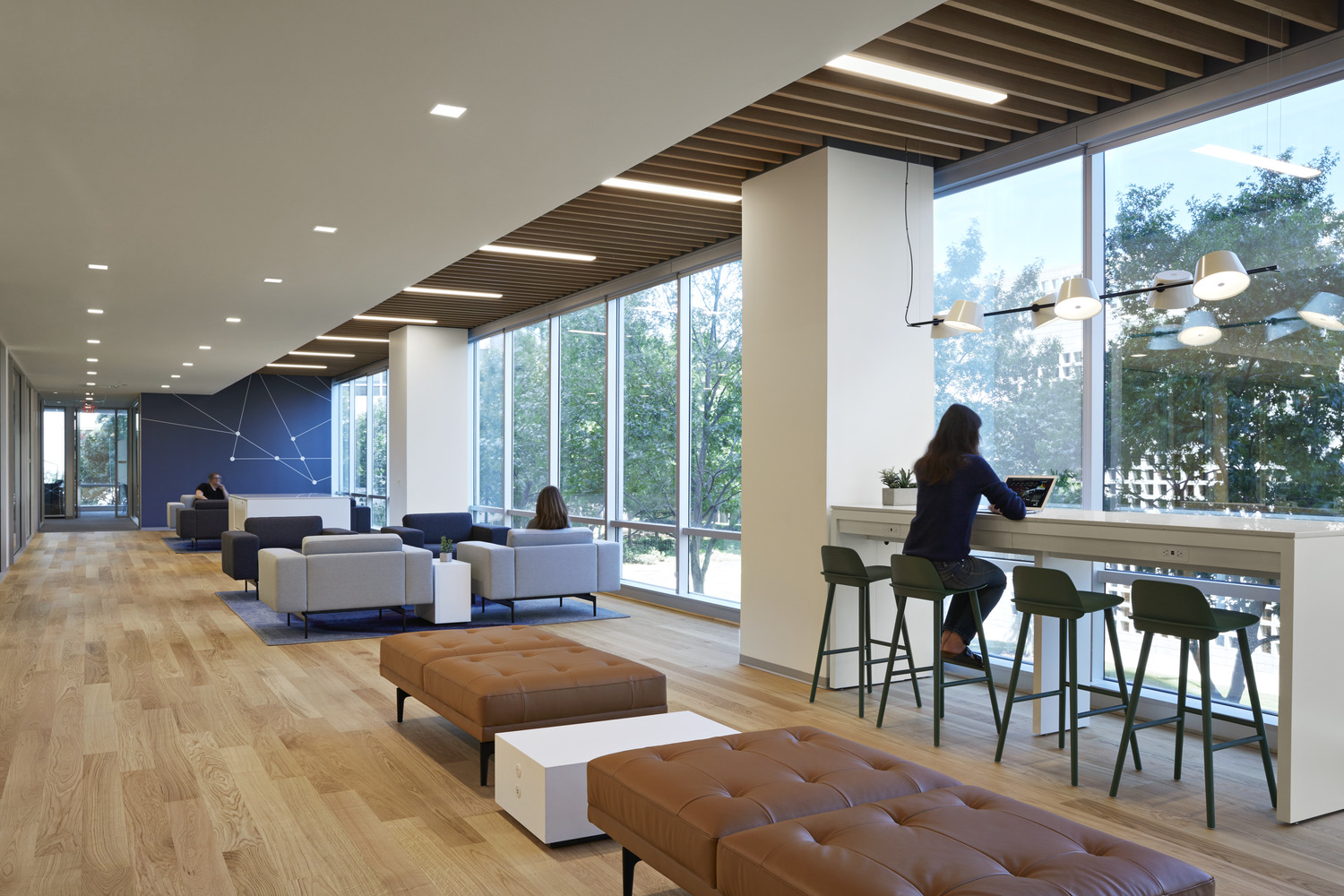 The office design included a variety of flexible seating options