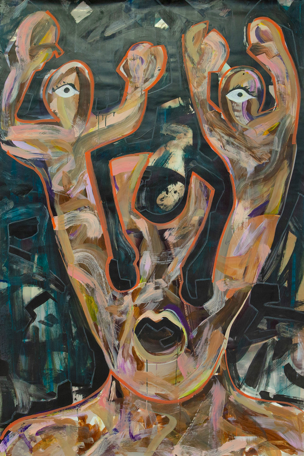 Medusa, acrylic/oil on poster, 180cm x 118cm