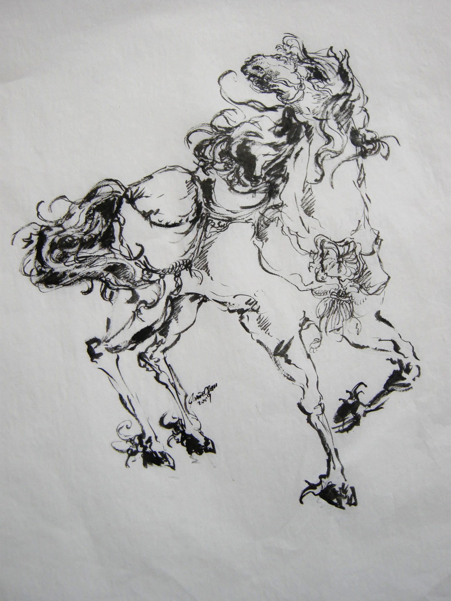  Excerpt from " 8 Horses", ChinChin Marketing Commission. 2009. Ink on paper.