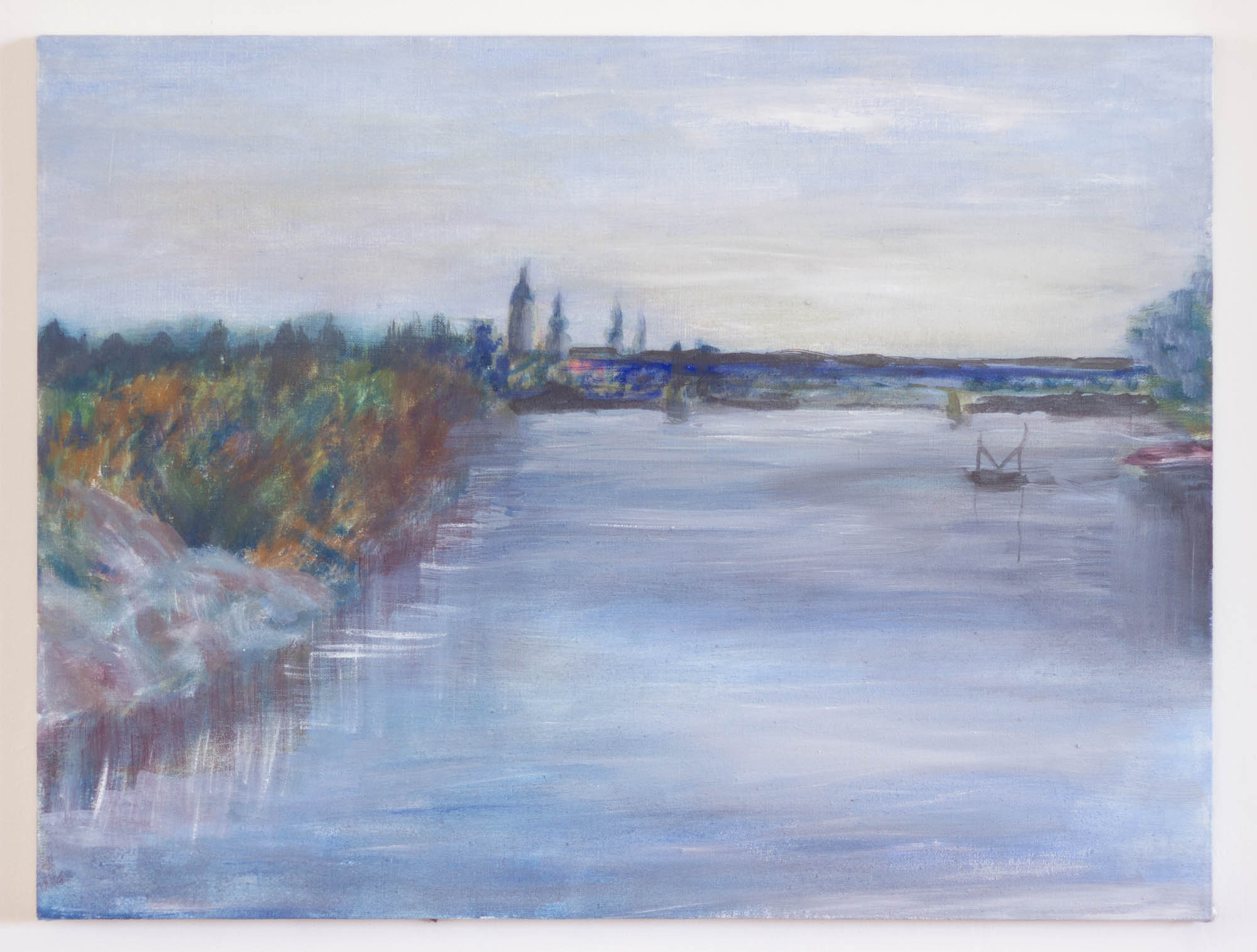 View over the river, Egg Tempera/ Canvas, 2021, 46x61cm