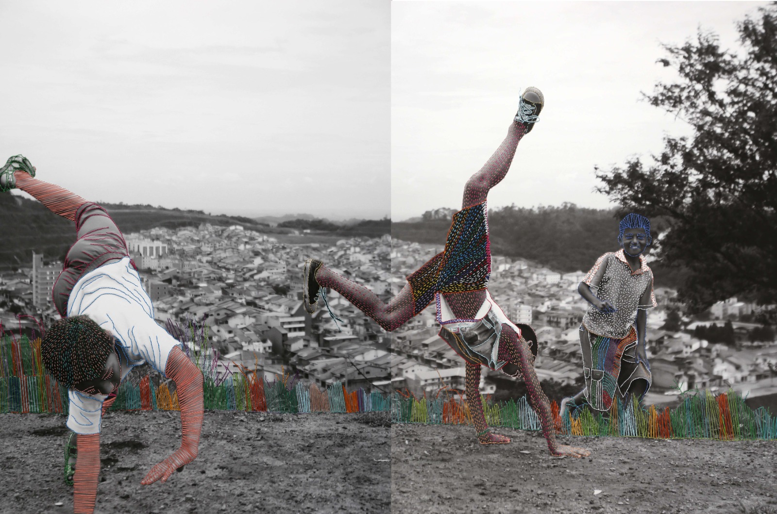 Capoeira, 2023. Bordado sobre fotografia impressa em Papel Hahnemühle, 120 x 80 cm.