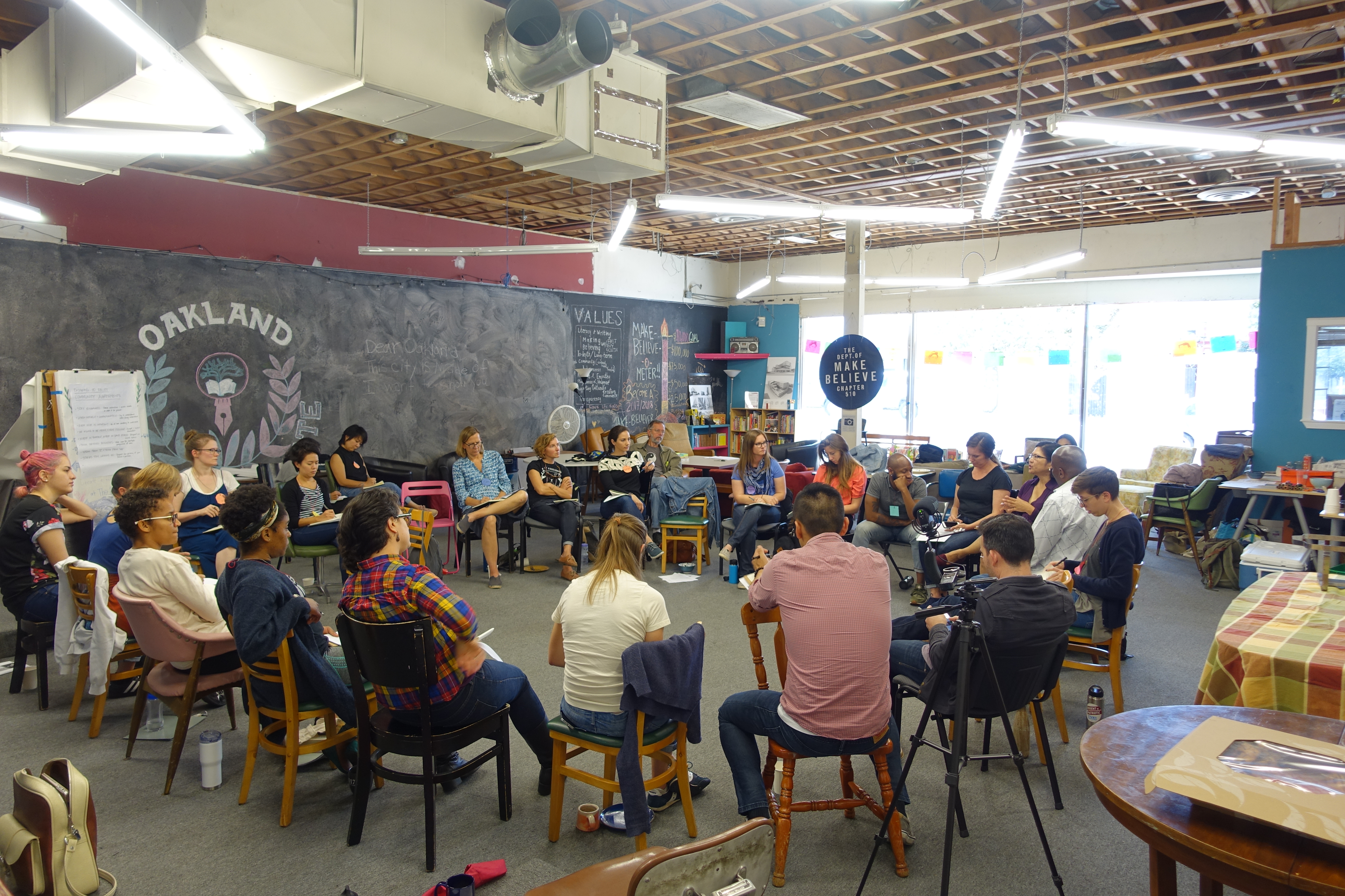 Caption: Pathways to Equity Fellows engaged in immersive workshops focused on equitable community engagement practices. Fellows participated in restorative healing circles.   Image credit: Open Architecture Collaborative