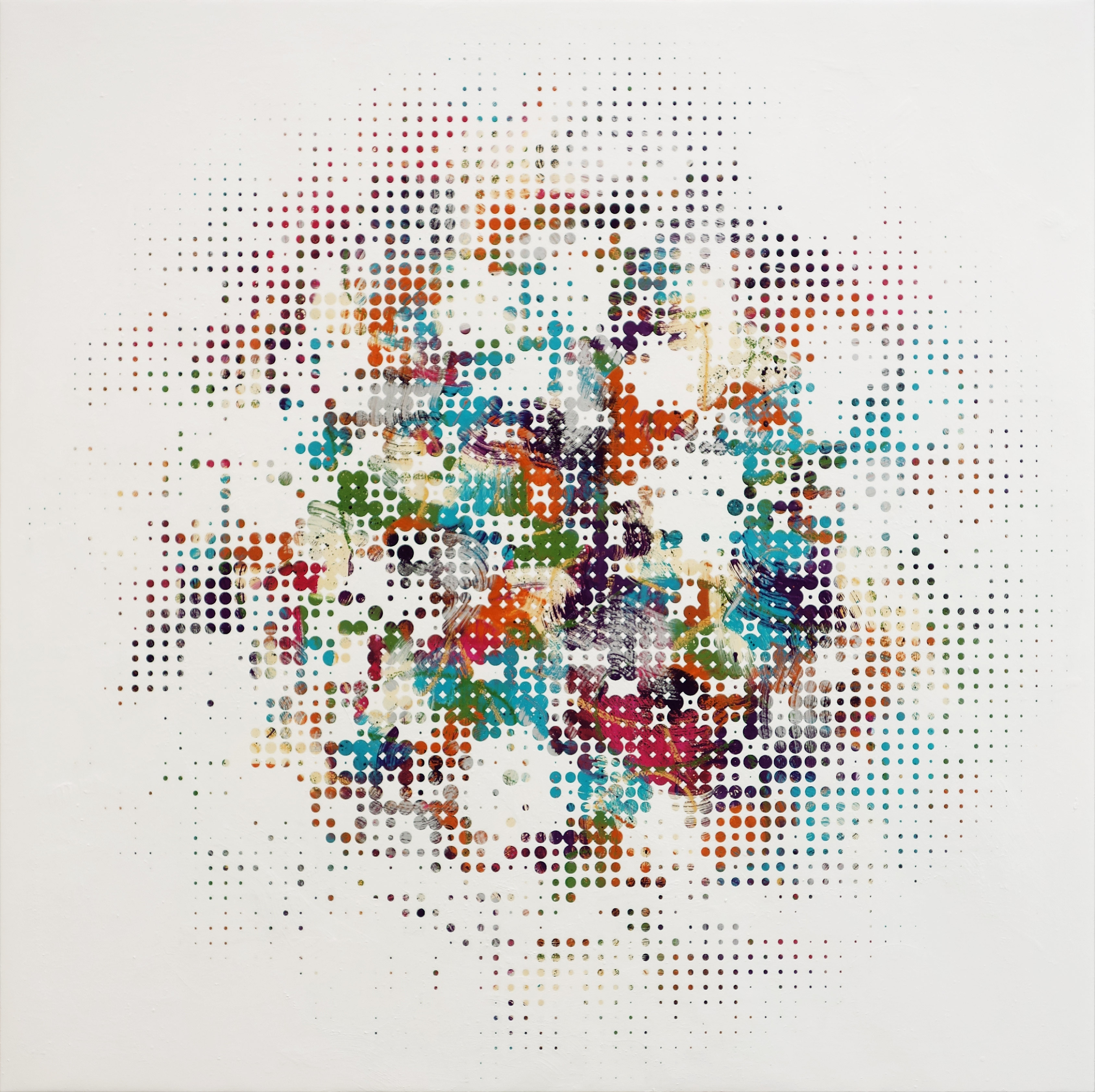 Centre #1, 2017. Oil and ink on canvas. 150x150 cm