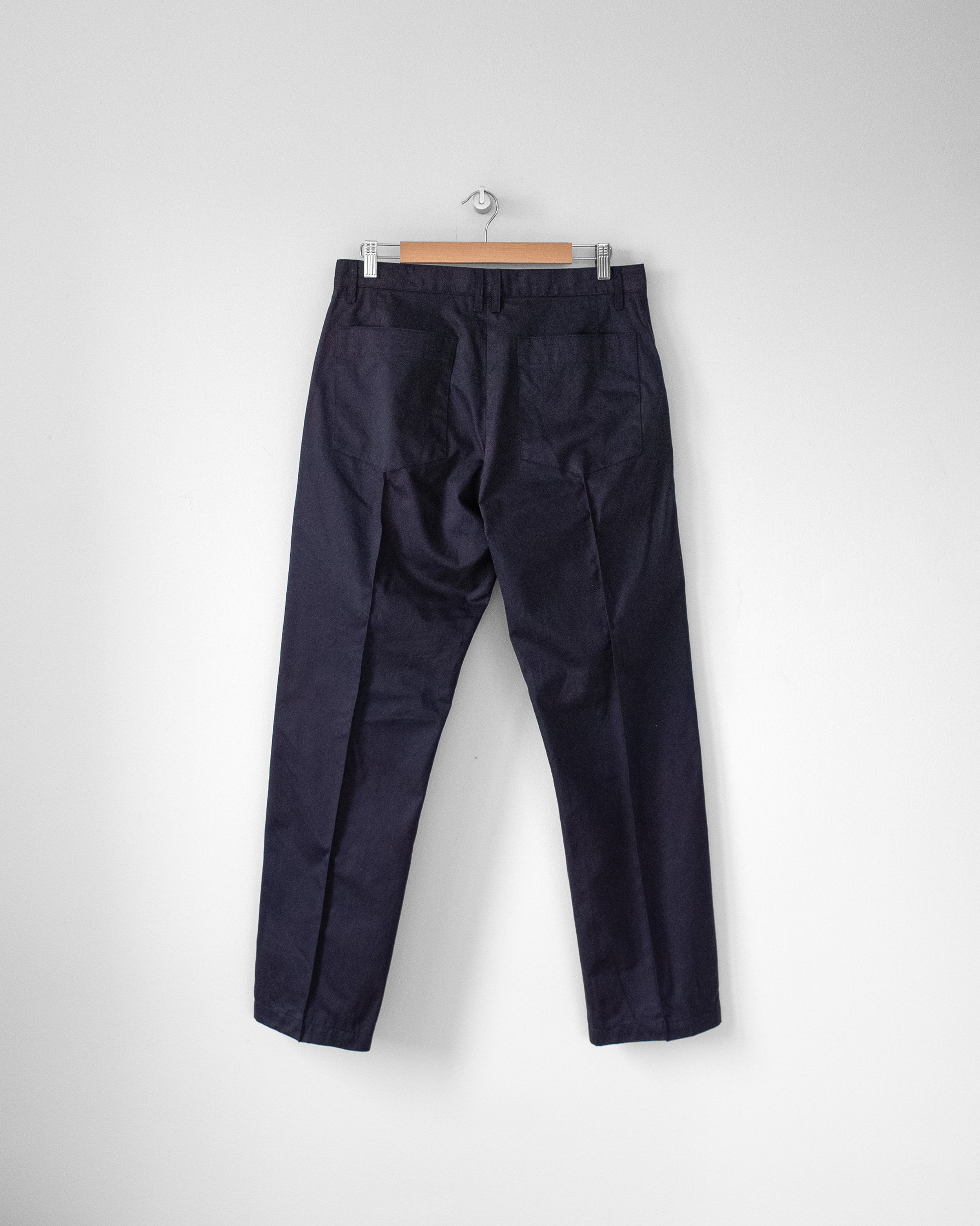 Stitched Crease Trouser - Navy Cotton Sateen - James Coward