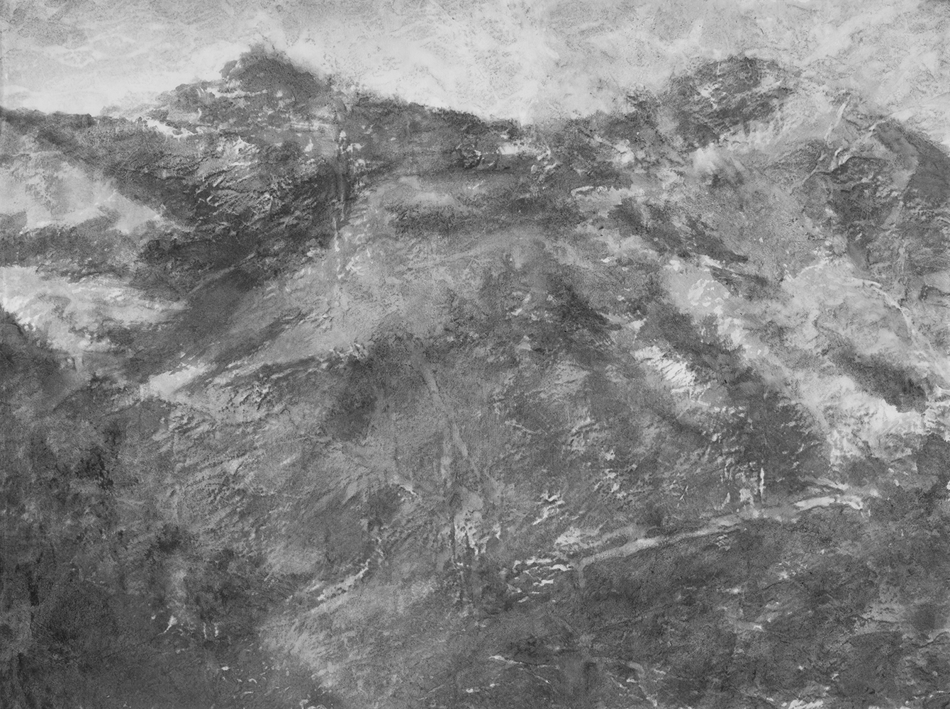 Mont analogue (X) [Mount Analogue (X)]Indian ink and methylcellulose on canvas100 x 140 cm, 2024