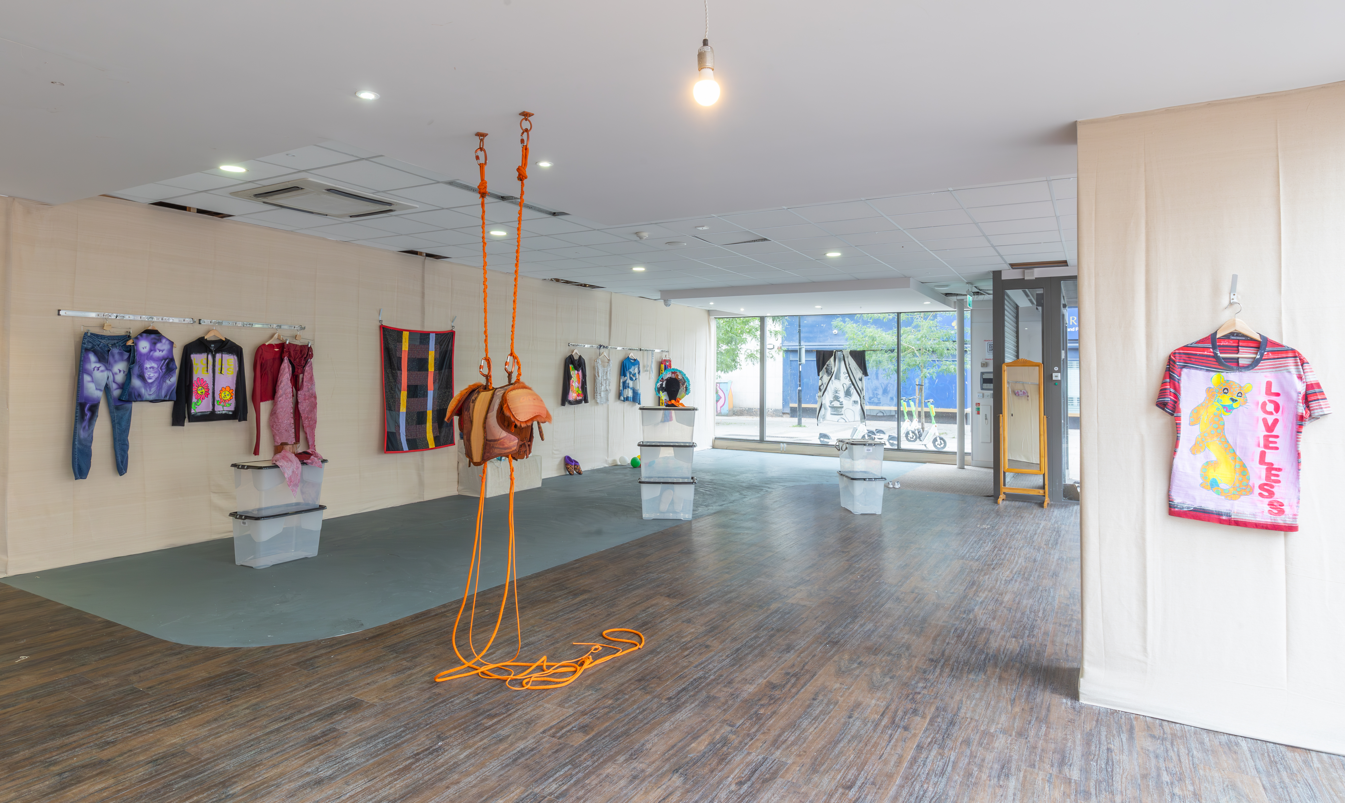 Installation View - ( featuring from left to right) Eleni Zervou, Michael Pybus, Milda Lembertaitė,  David Schroeter, Alia Hamaoui, Billy Crosby/ John Crosby, Michael Pybus, James Middleton, Steven He, Kate Dunn, Gaston Lisak and Michael Pybus