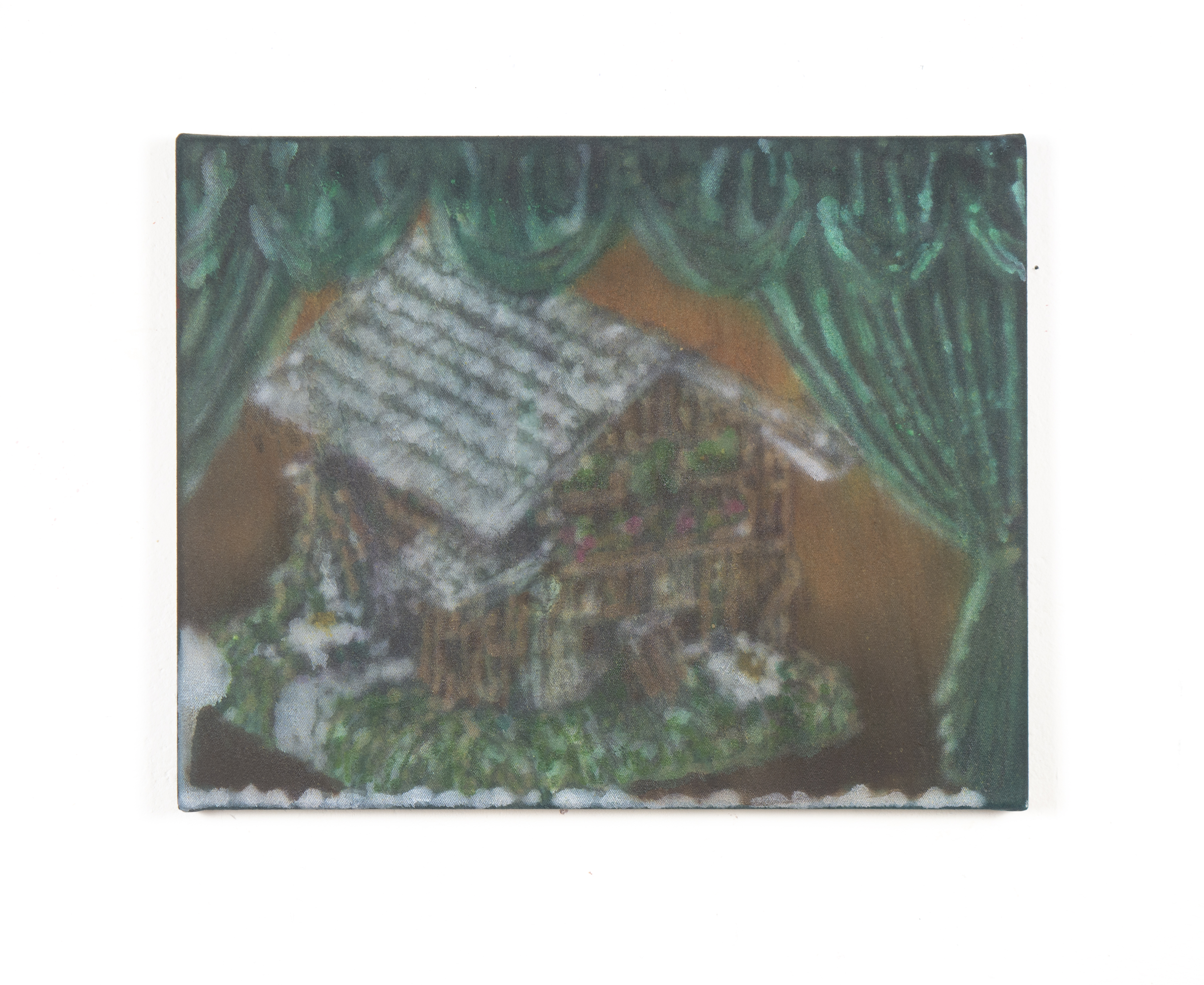 Cabin with Drapery, 2025, Acrylic on Canvas, 30 x 40 cm