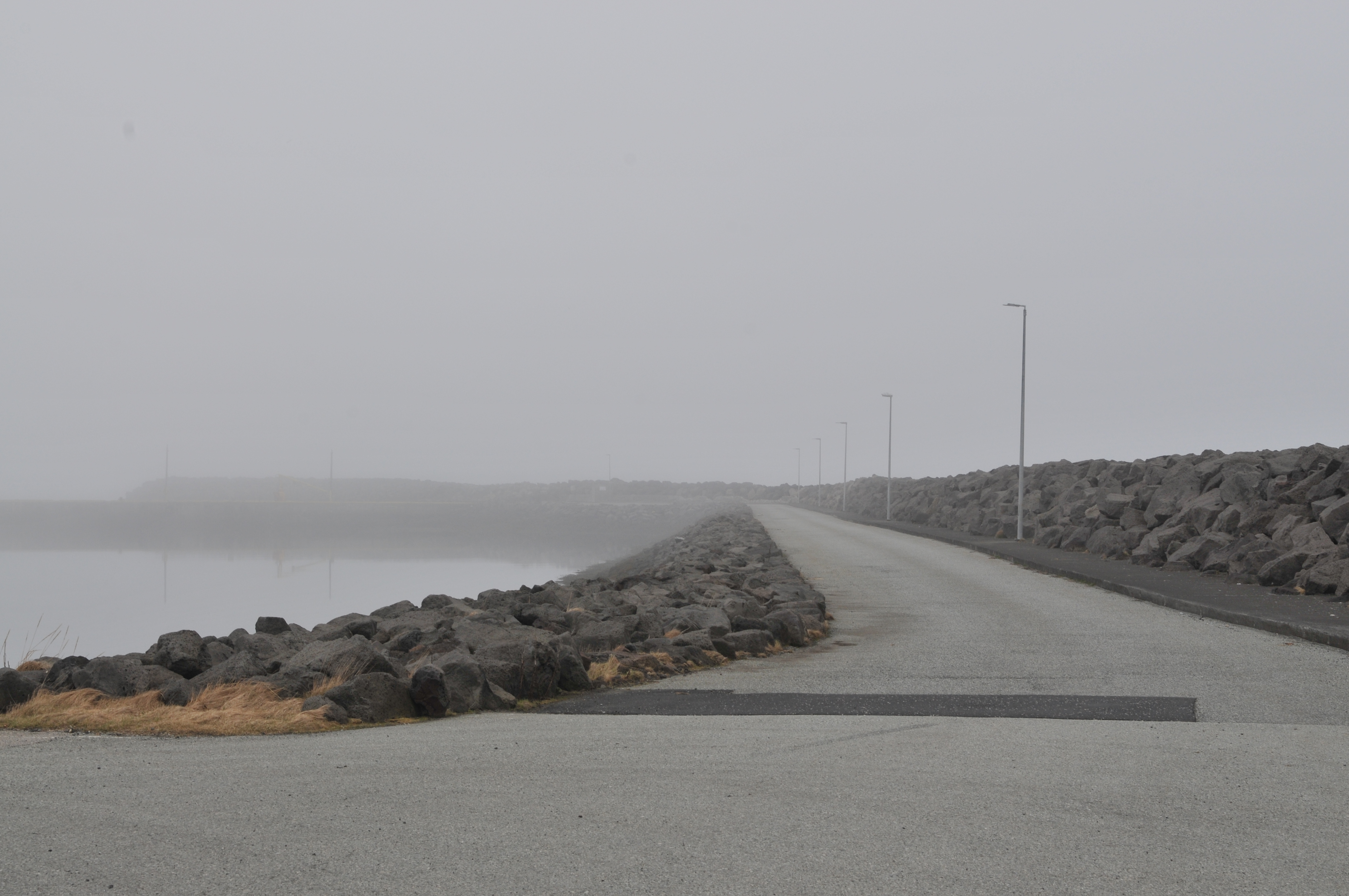 Figure 4: The coastal defense structure creating Vogar&rsquo;s harbor.