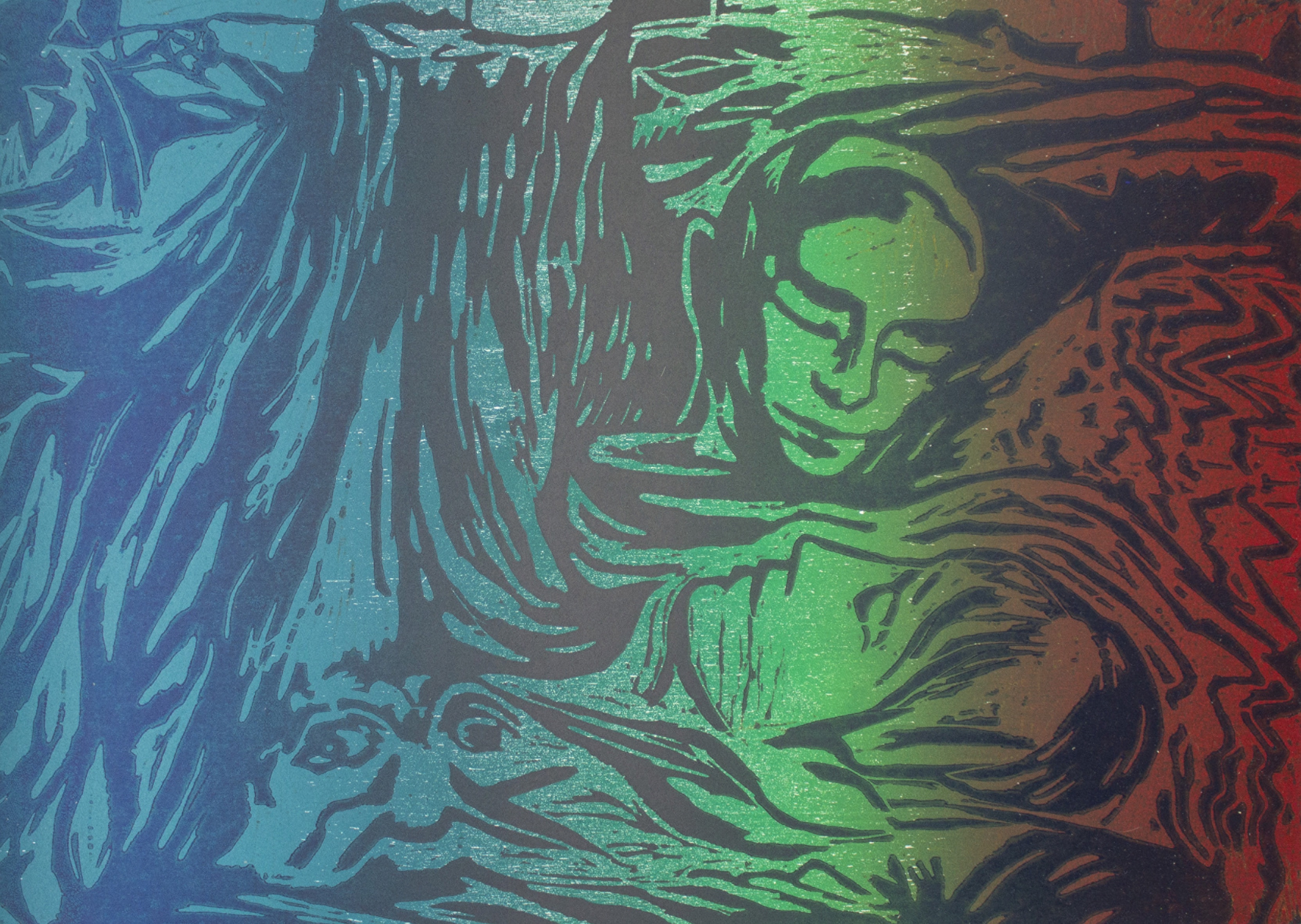 'I'll follow thee and make a heaven of hell',  2022. Woodcut on paper, 42x30cm