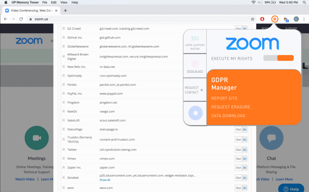 Could blanket apply preferences to sites such as Zoom