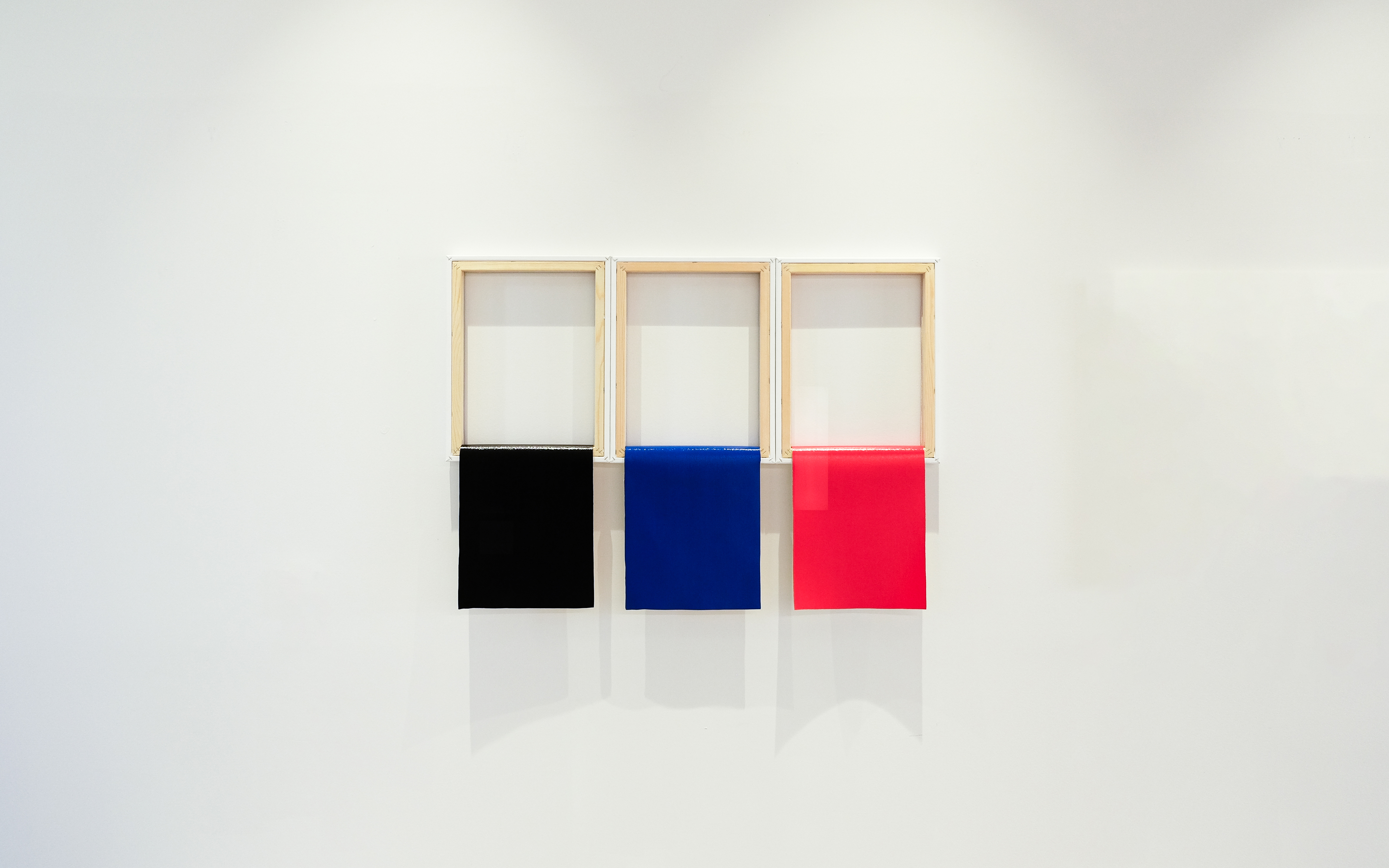 Exposed (Black/Blue/Red), 2019, Acrylic on canvas, 34 x 48 in, Installation view