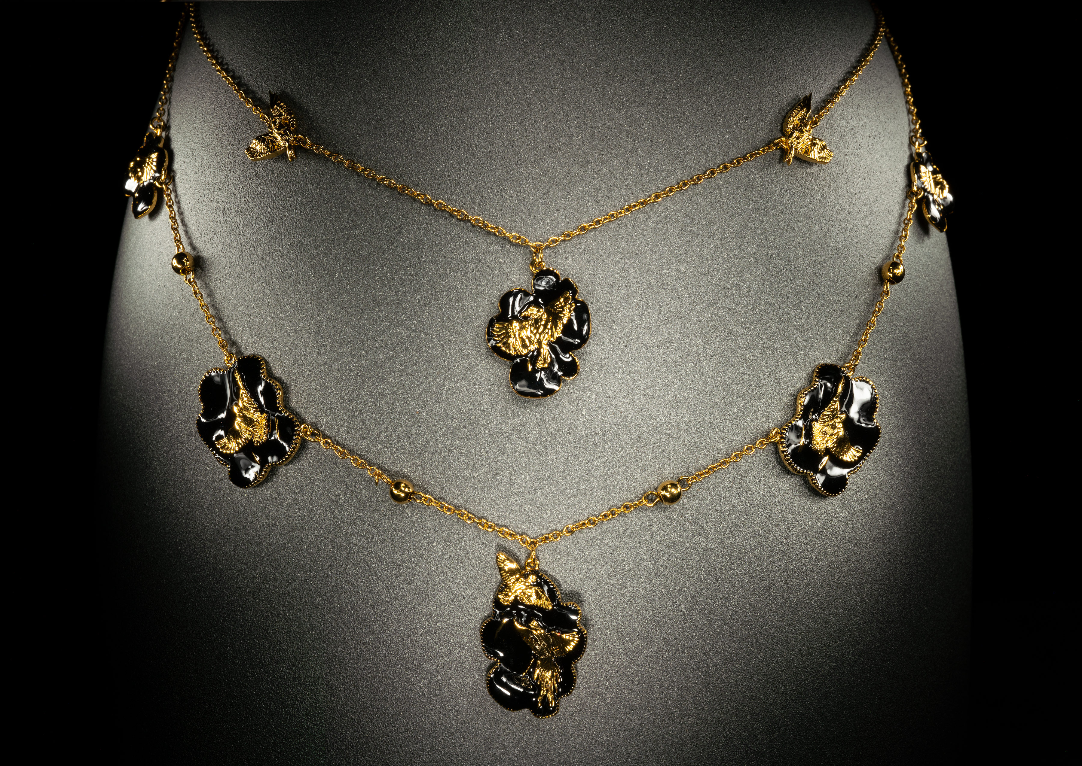Arise Necklace Gold and Black View 9 by Angela Mia
