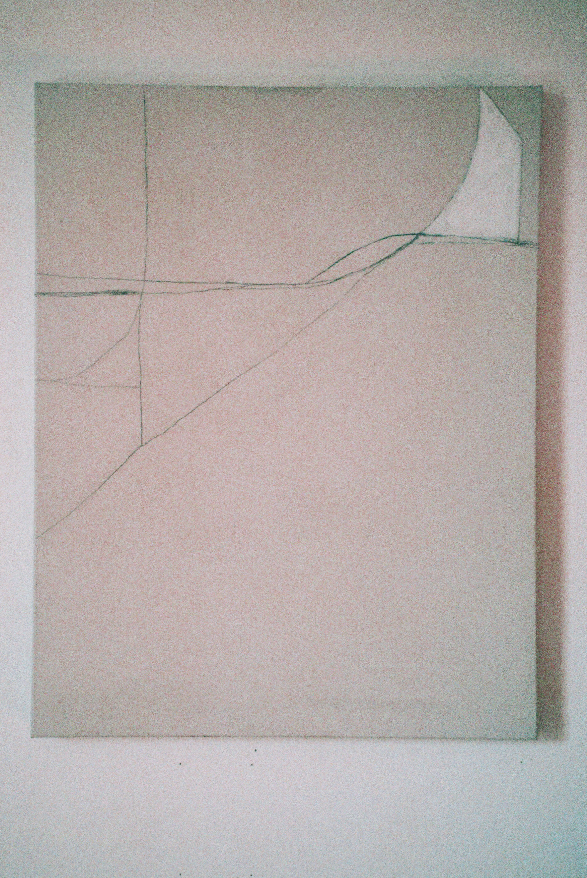 Wedge (of Lightness), 2020. Oil, acrylic and graphite on canvas. 16 x 20 inches.