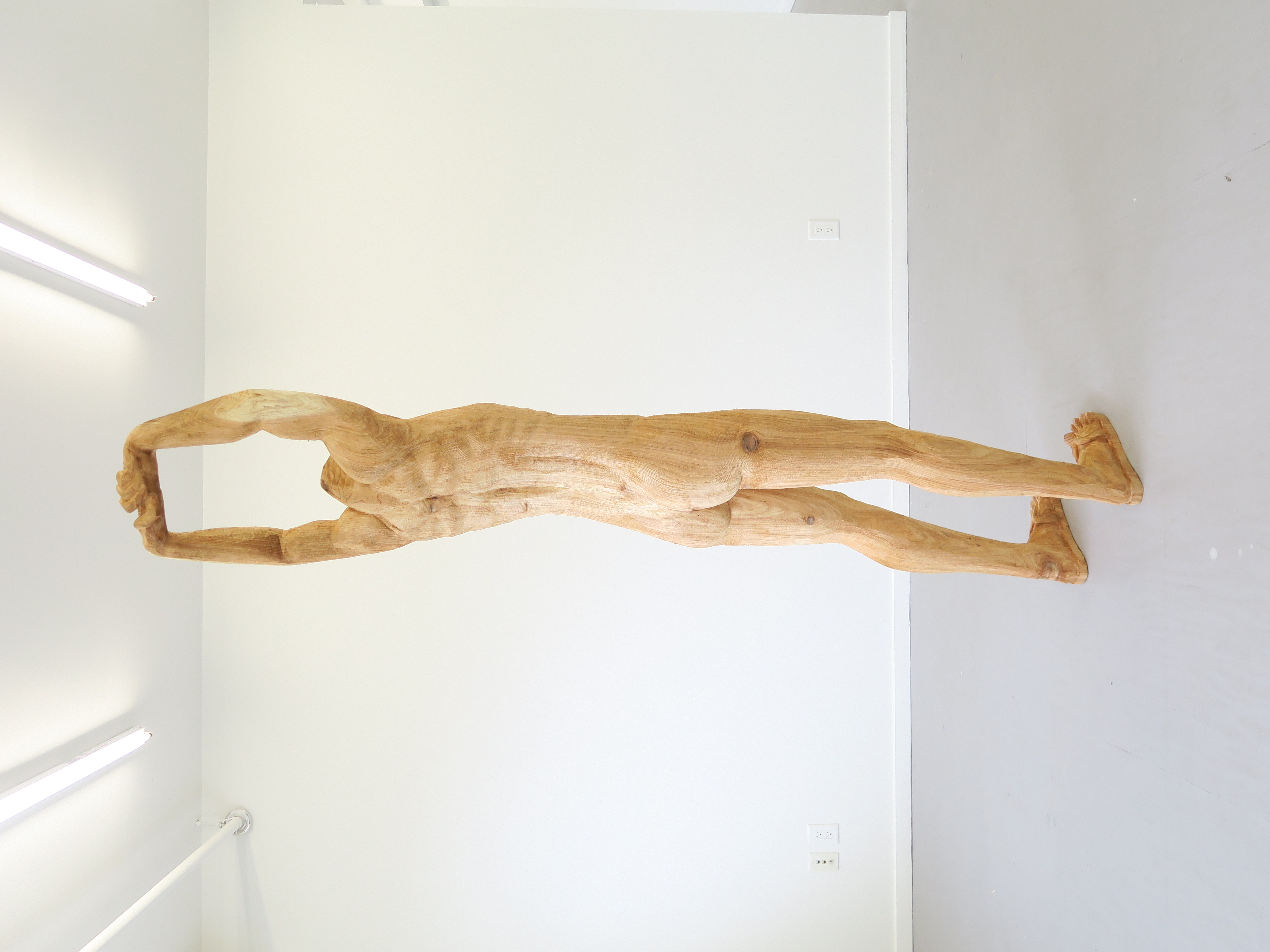 Bather: Tuesday, October 31, 2023 at 7:07 PM49.65460° N, 124.11331° W, 2023, 87” x 20” x 14”. Red cedar.