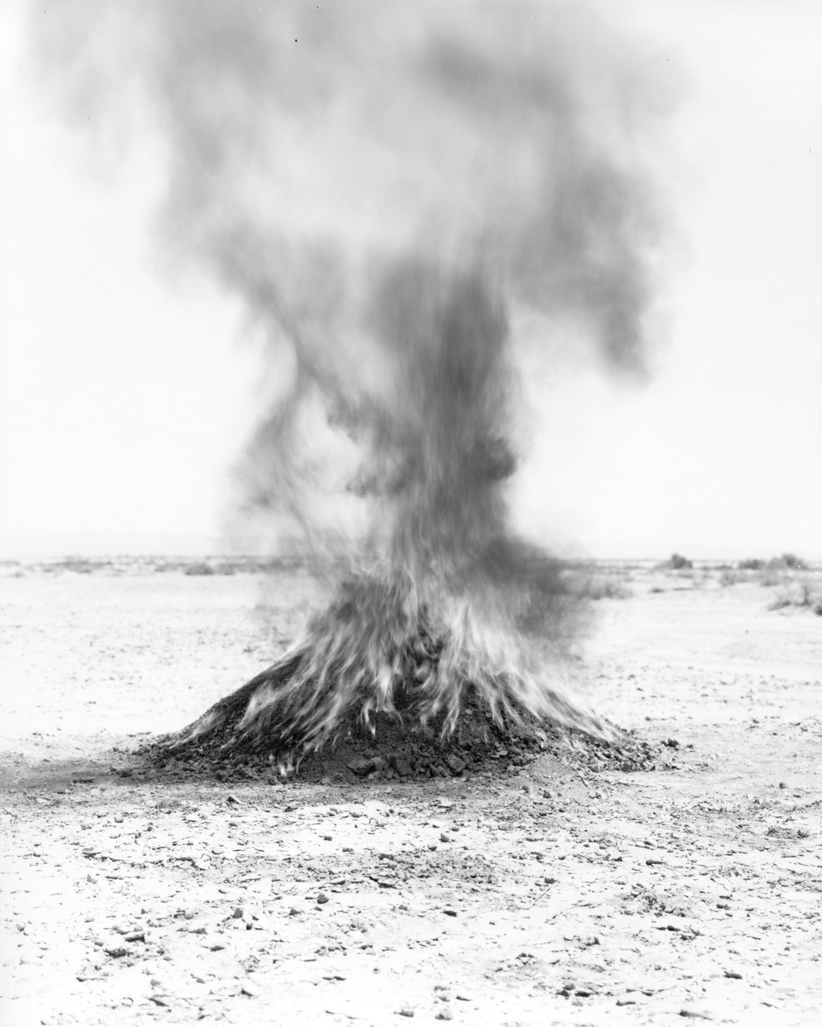 Mound of burning soil approximately 15.1 miles from test site. Silver Gelatin Fiber Print 2016