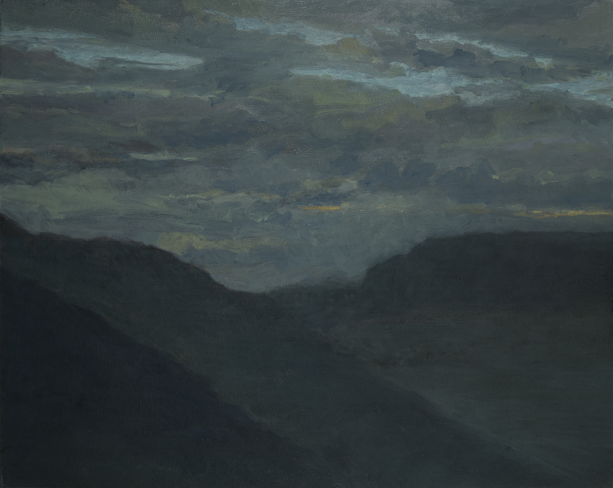 Versants, couchant, percées [Hillsides, dusk, openings]oil on canvas65 x 81 cm, 2024