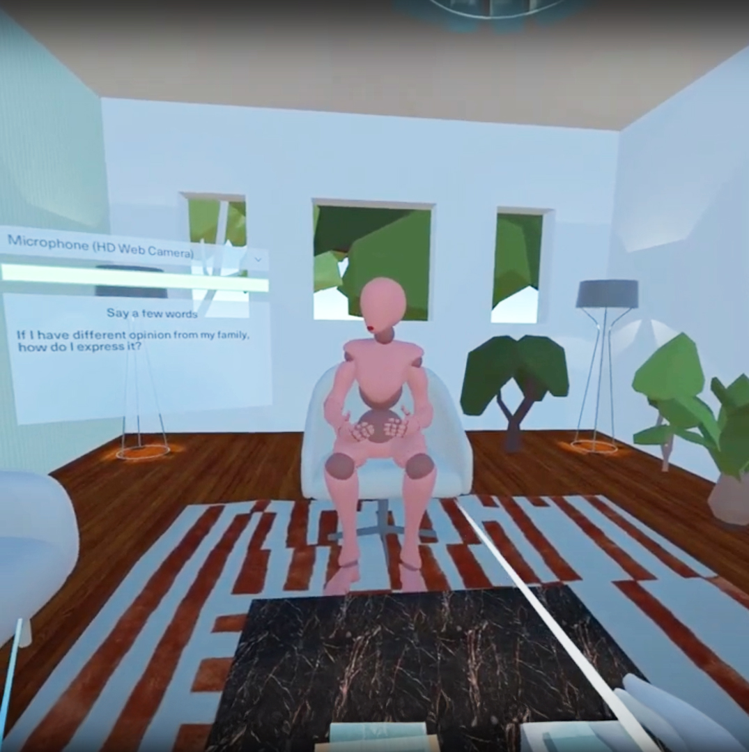 Focused environment with on-screen chat transcript