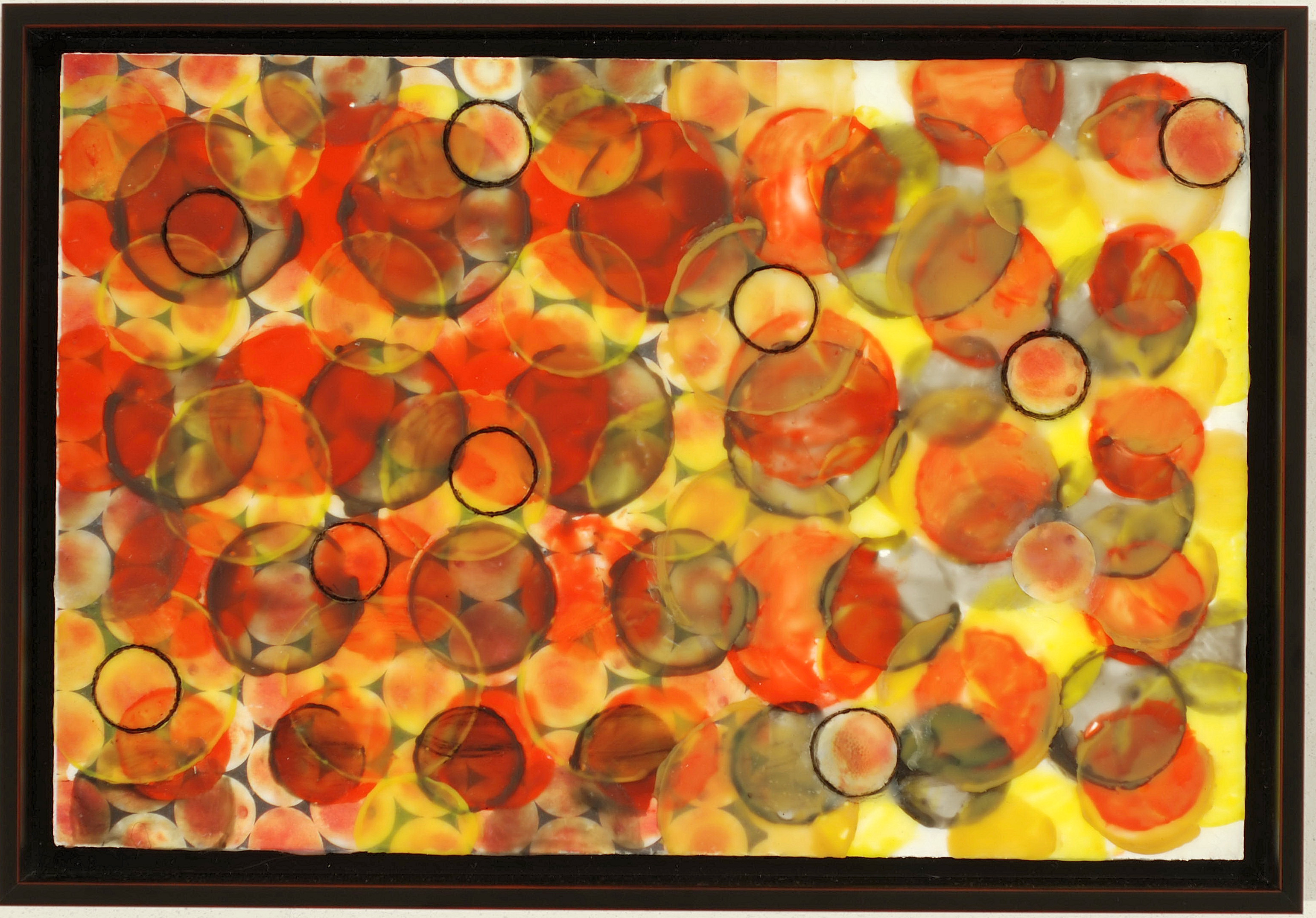 Circles, 2011, encaustic and mixed media, 8 x 12 inches