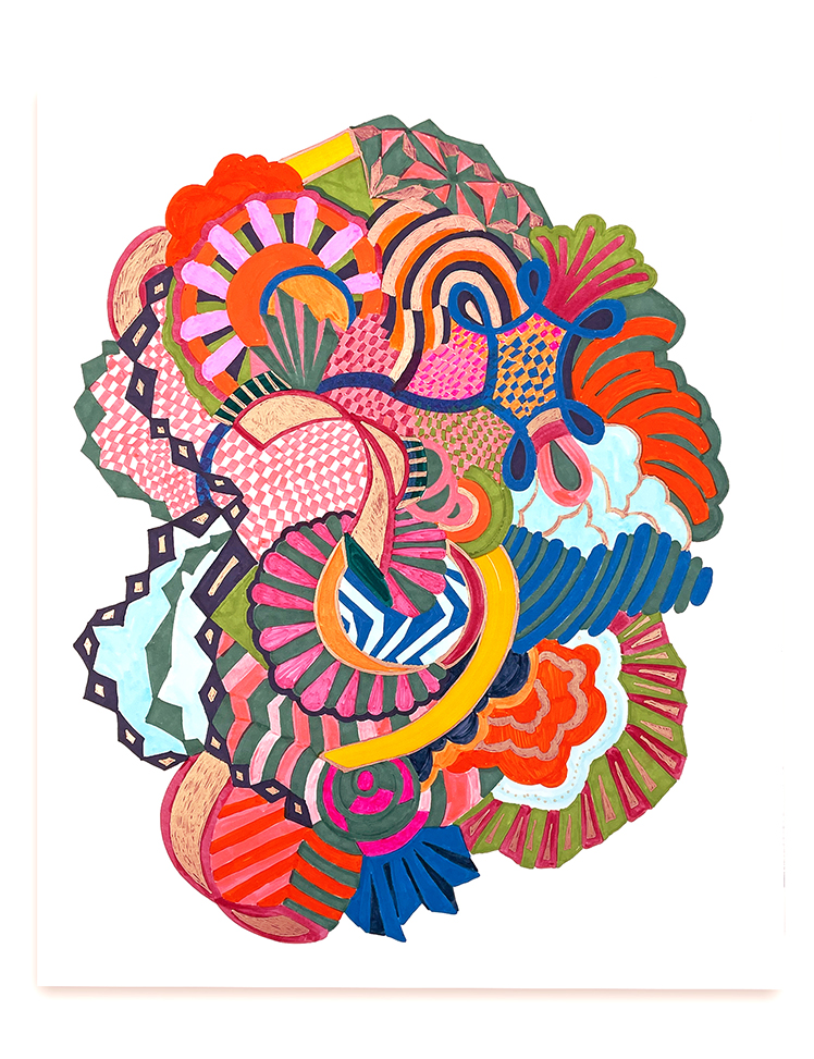 It's a Good Time  |  acrylic paint, metallic ink and marker on paper  |  14” x 17”