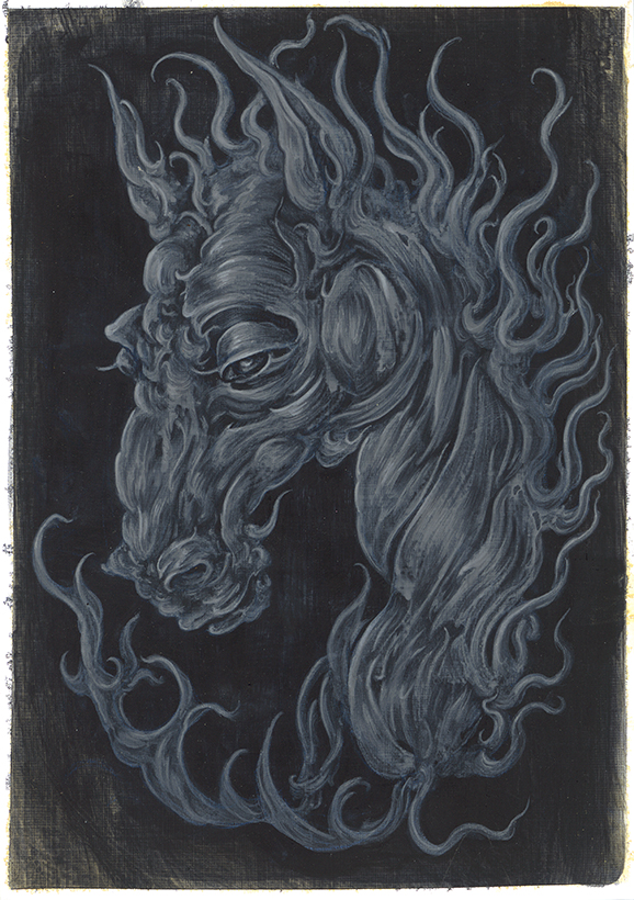 "Gaunt the horse head" , 21 x 14.8 cm, acrylic on primed paper